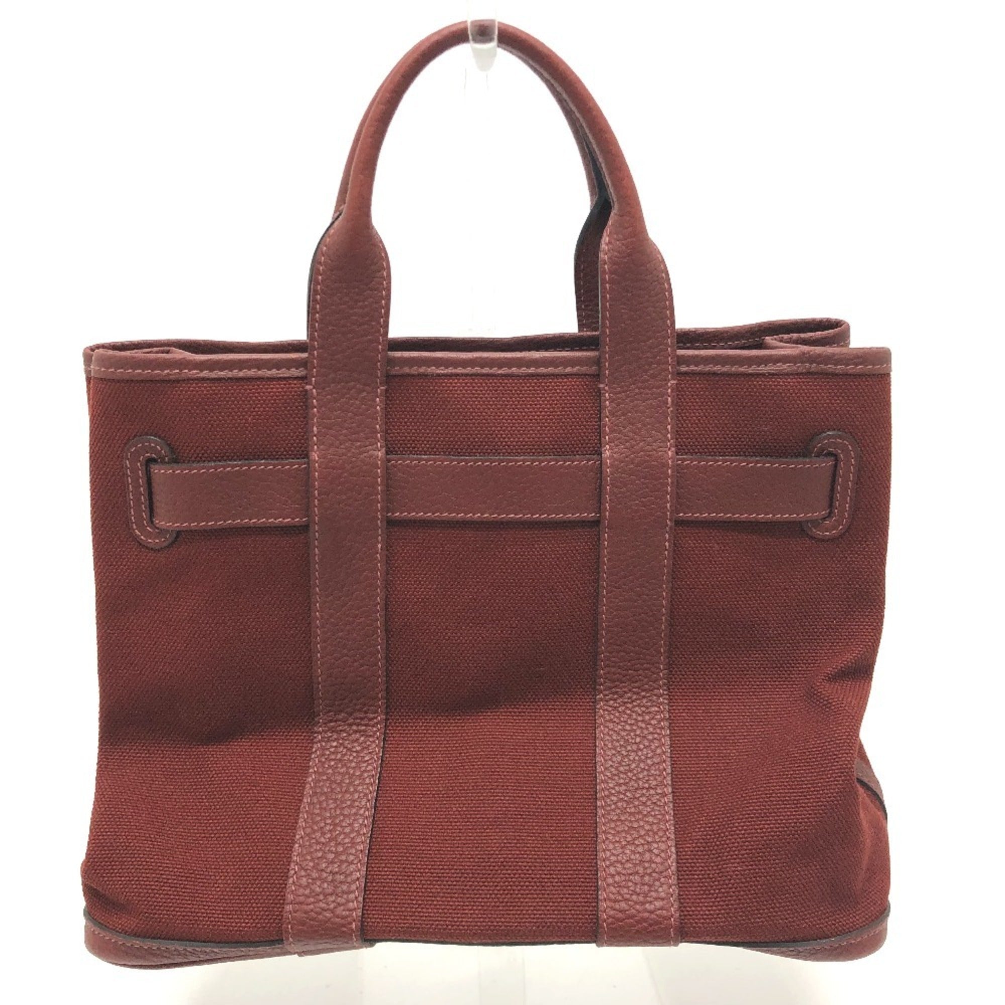 Hermes Bordeaux Canvas Leather Tote Bag (Pre-Owned)