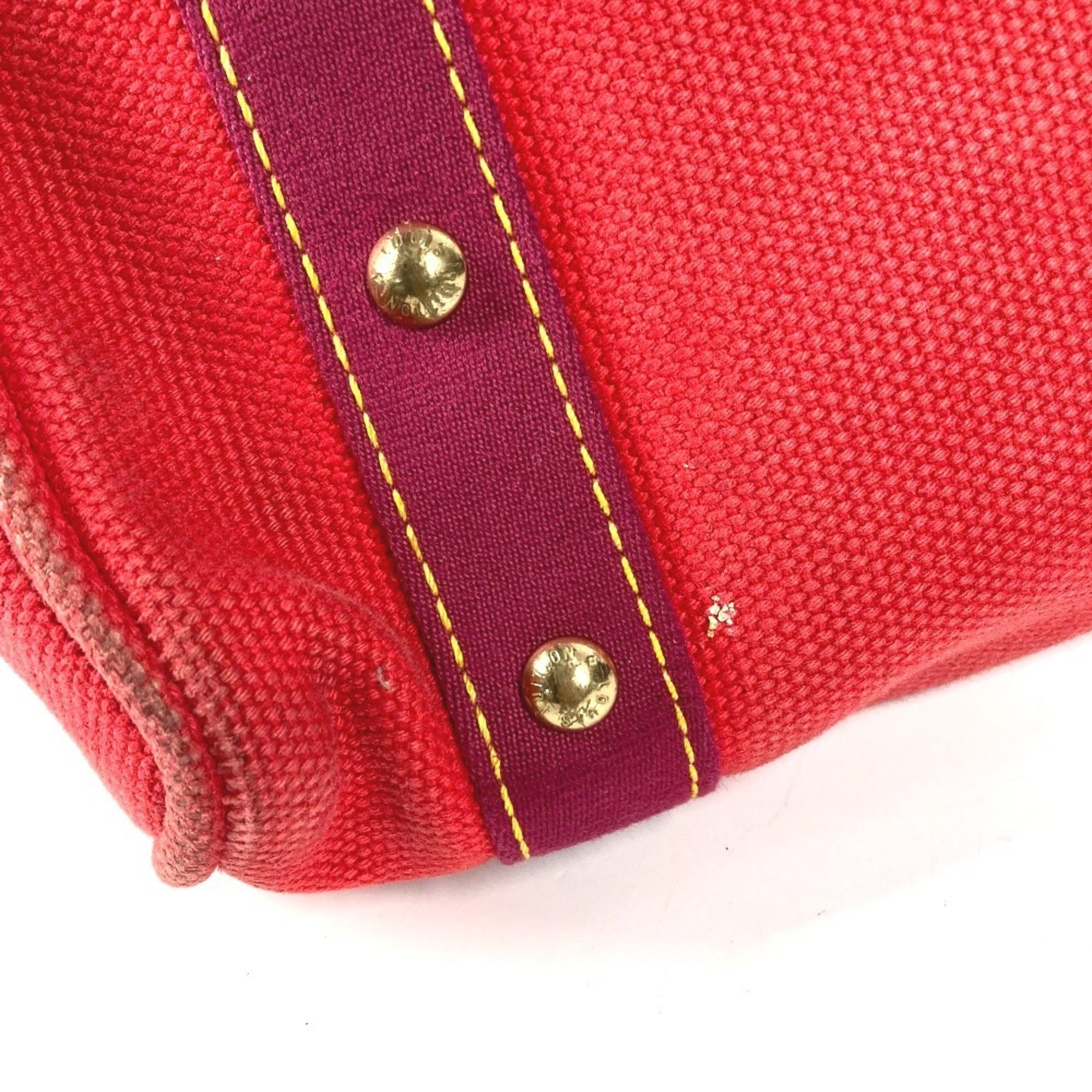 Louis Vuitton Red Color Cotton Tote Bag (Pre-Owned)