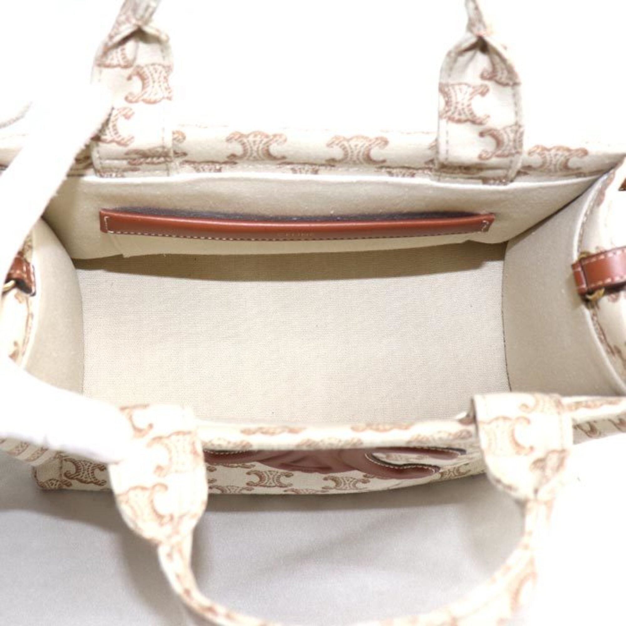 Celine Beige Brown Canvas Leather Shoulder Bag (Pre-Owned)