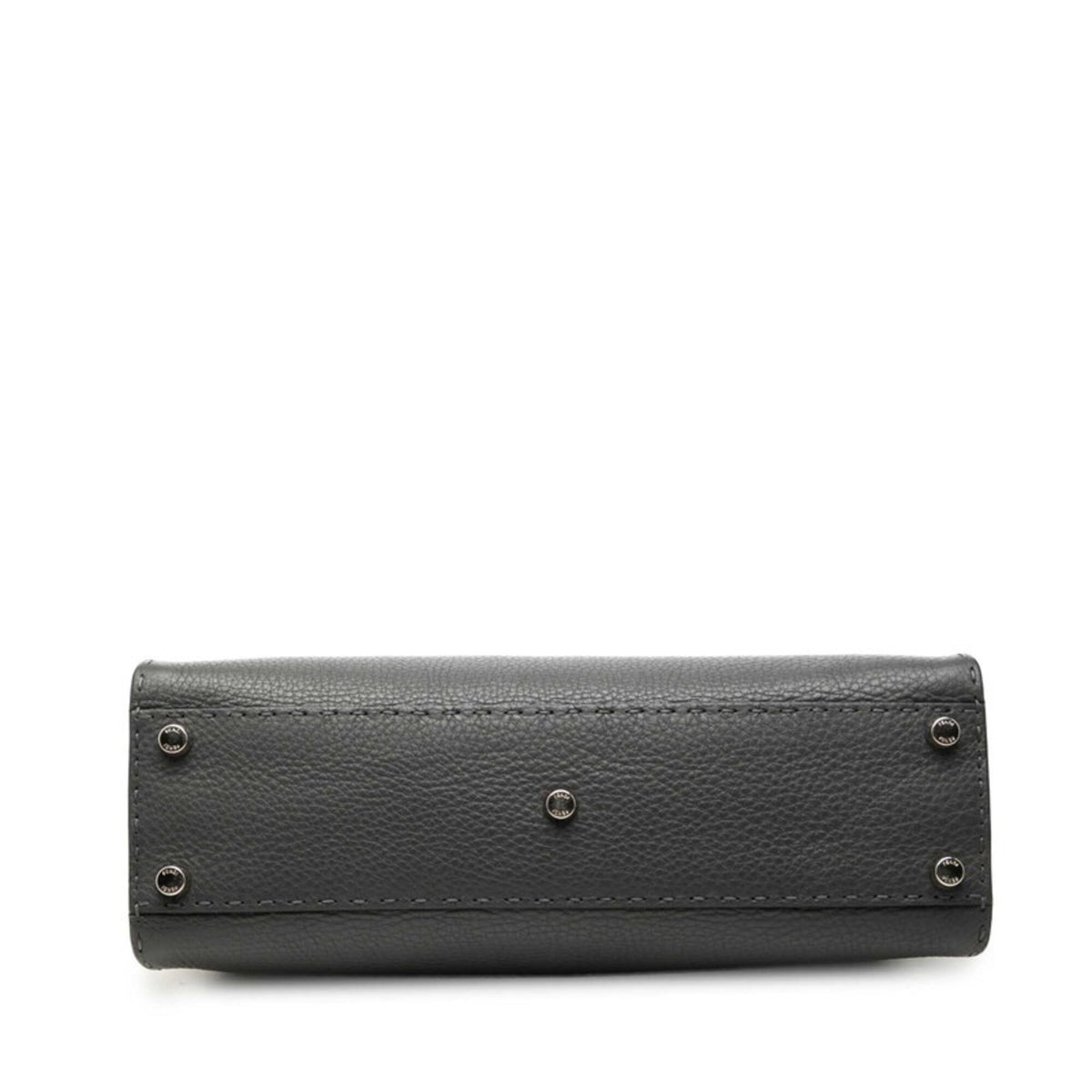 Fendi Selleria Gray Leather Handbag Shoulder Bag (Pre-Owned)