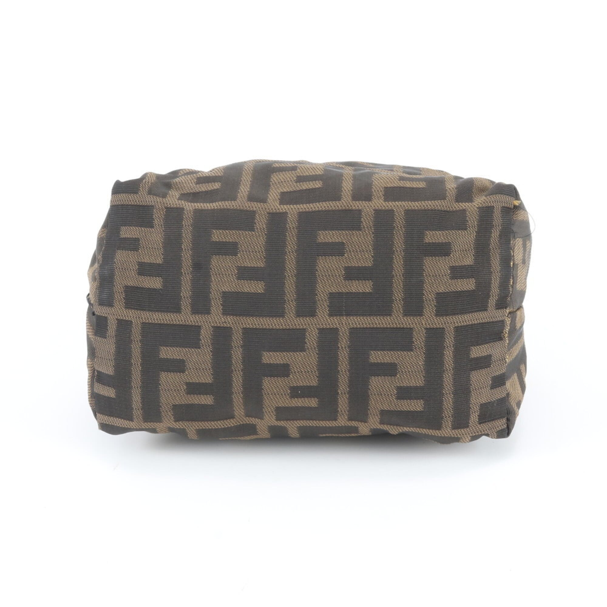 Fendi Brown Leather Canvas Handbag Pouch (Pre-Owned)
