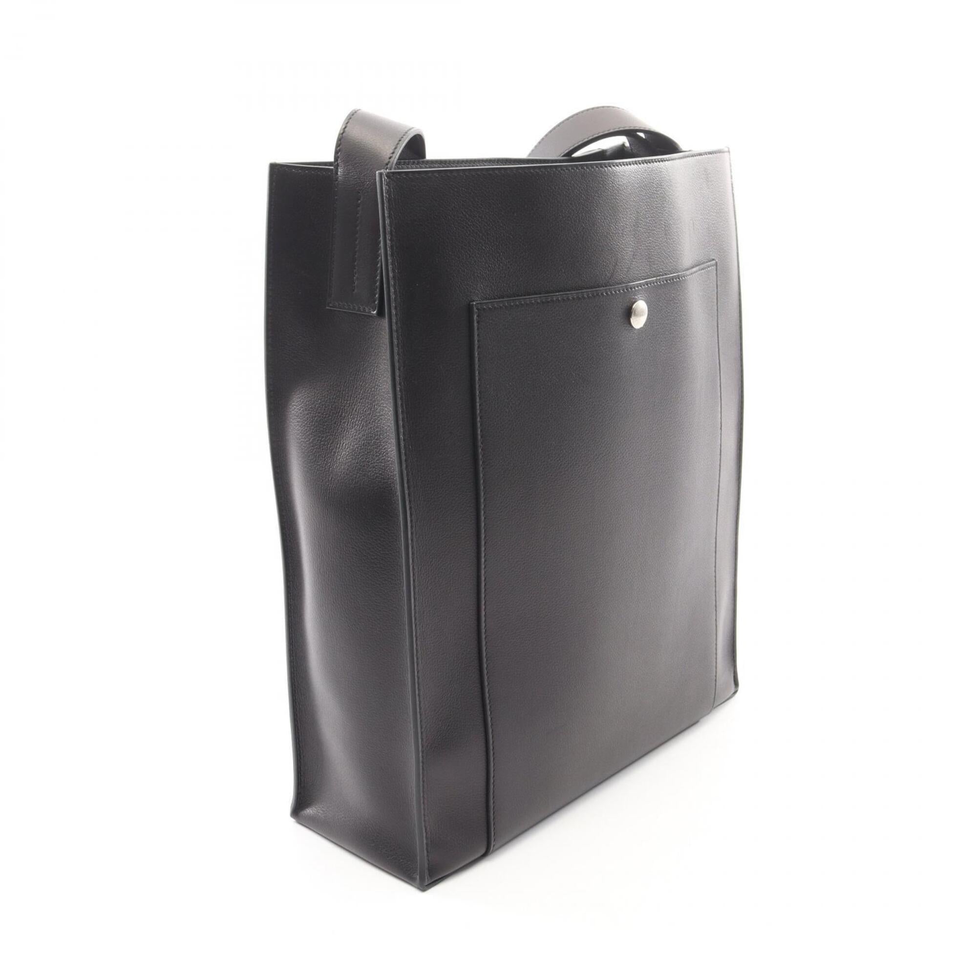 Hermes Black Leather Evergrain Leather Handbag Shoulder Bag (Pre-Owned)