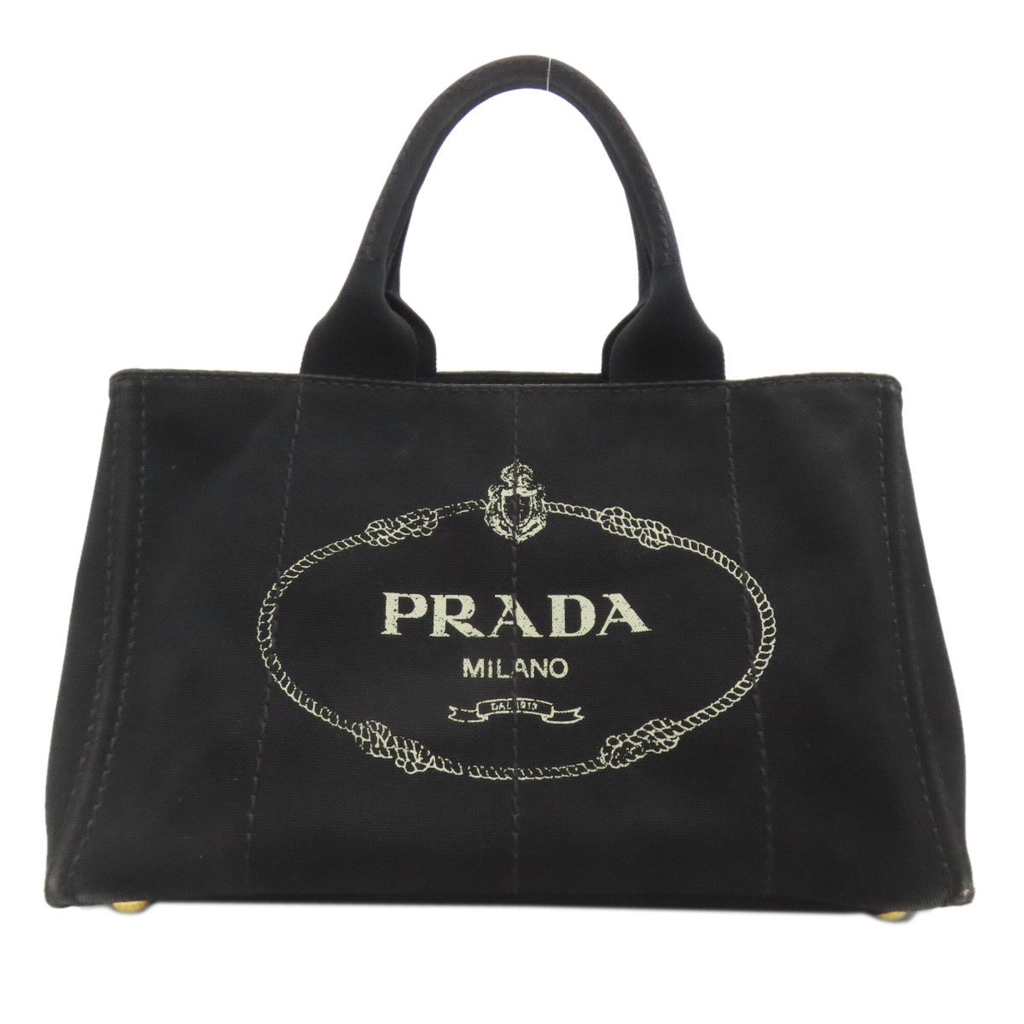 Prada Canapa Black Canvas Handbag (Pre-Owned)