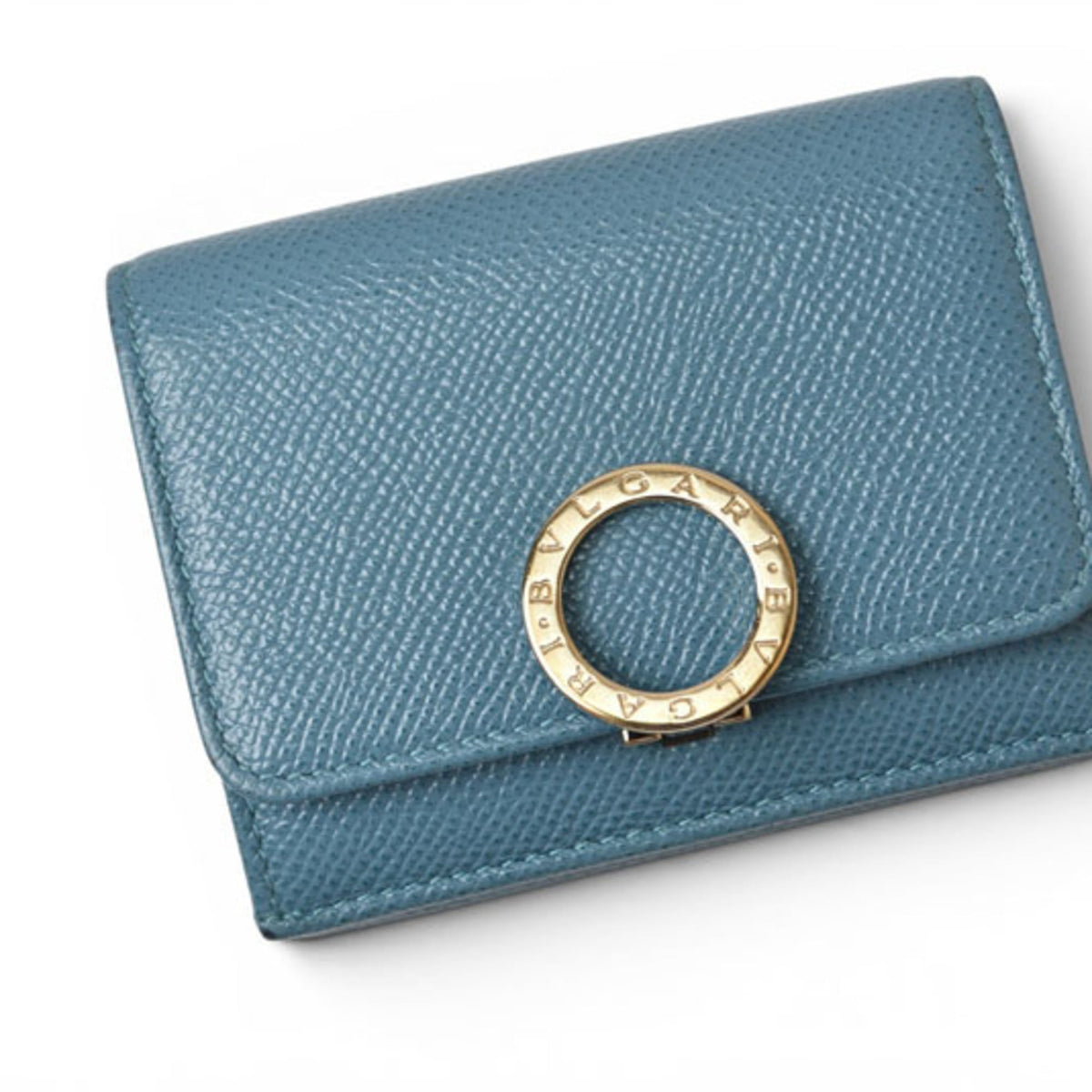 Bvlgari Bvlgari Bvlgari Blue Turquoise Leather Wallet (Tri-Fold) (Pre-Owned)