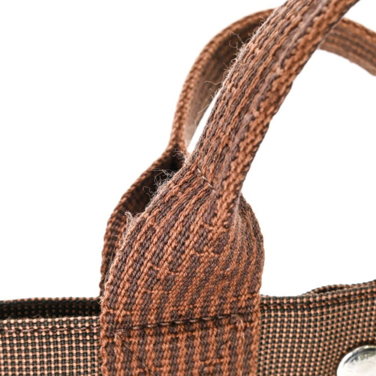 Hermes Brown Nylon Canvas Handbag Tote Bag (Pre-Owned)