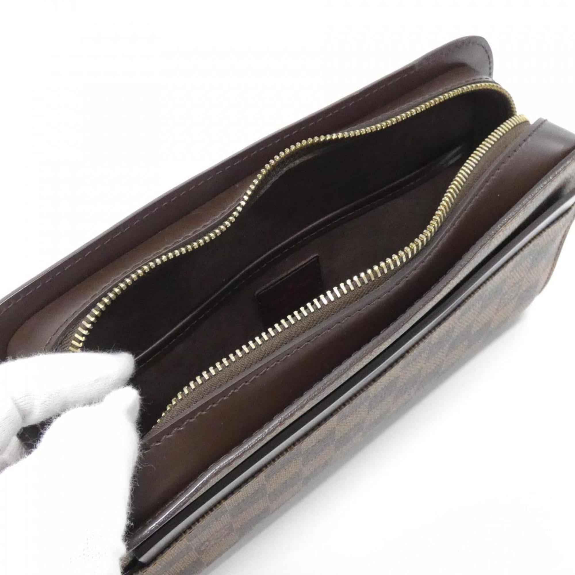 Louis Vuitton Brown Coated Canvas Clutch Bag (Pre-Owned)