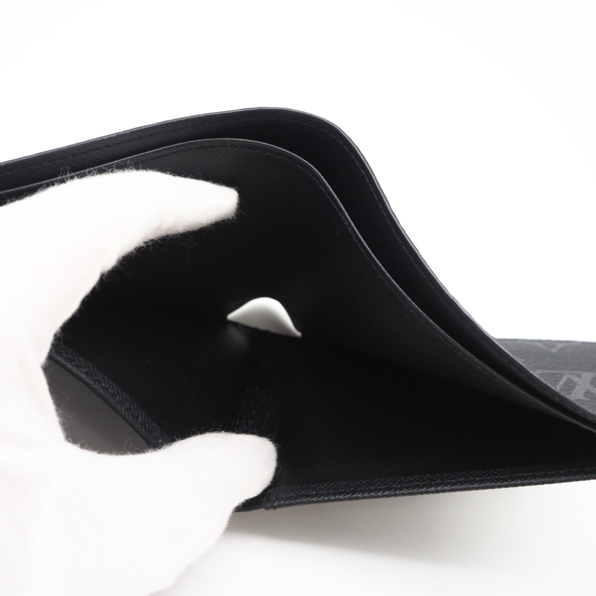 Louis Vuitton Black Gray Coated Canvas Leather Wallet (Bi-Fold) (Pre-Owned)