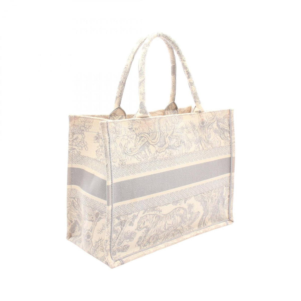 Christian Dior Gray Ivory Canvas Handbag Tote Bag (Pre-Owned)