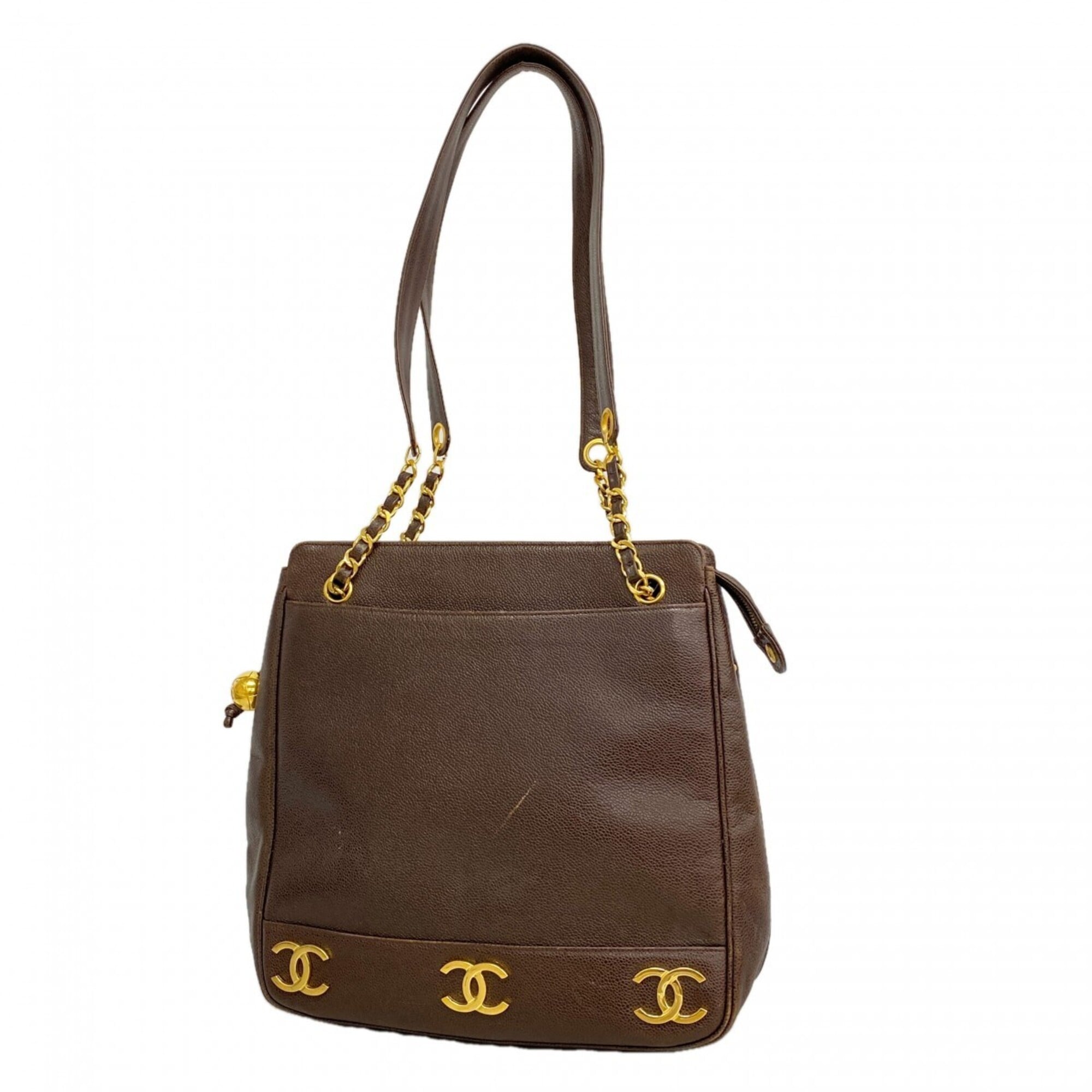 Chanel Brown Grained Calfskin Shoulder Bag (Pre-Owned)