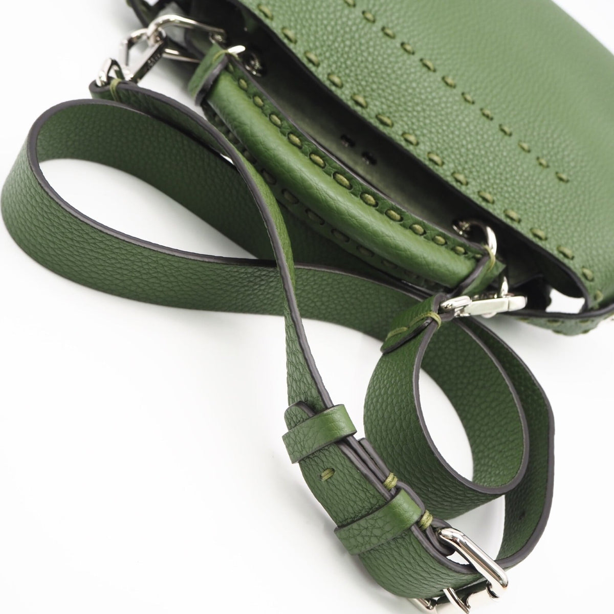 Fendi Selleria Green Leather Handbag (Pre-Owned)