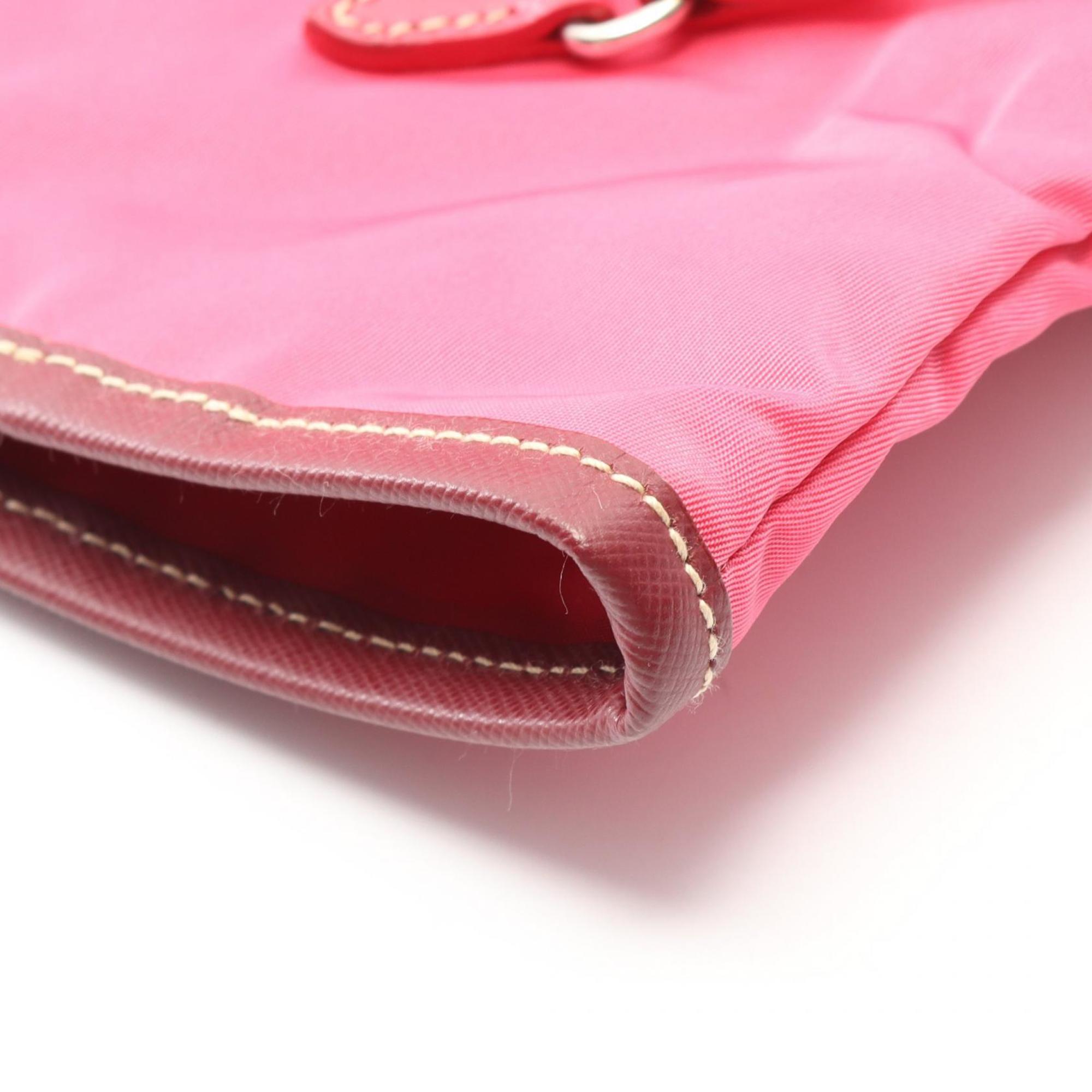 Prada Pink Nylon Leather Tote Bag (Pre-Owned)