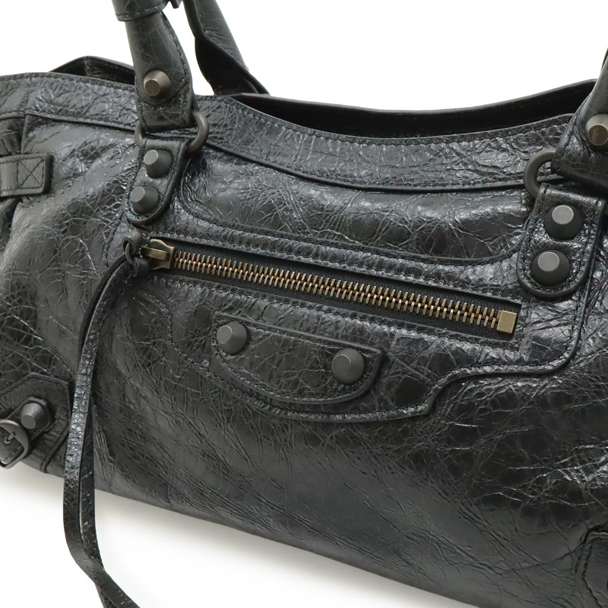 Balenciaga Black Leather Shoulder Bag Tote Bag (Pre-Owned)
