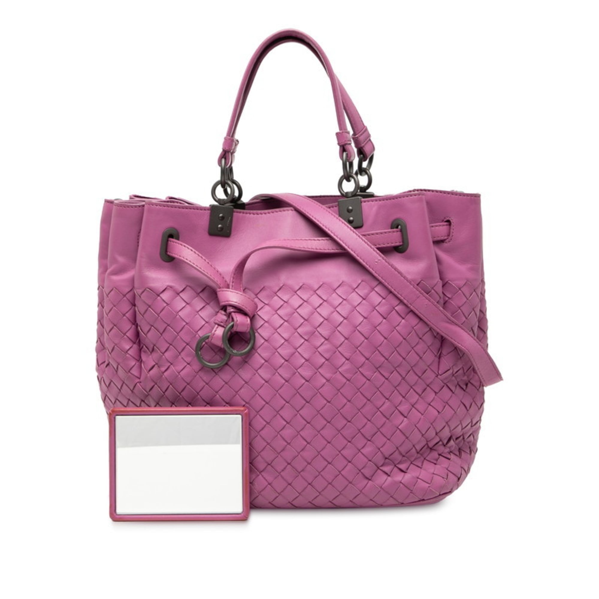 Bottega Veneta Purple Leather Handbag Shoulder Bag (Pre-Owned)