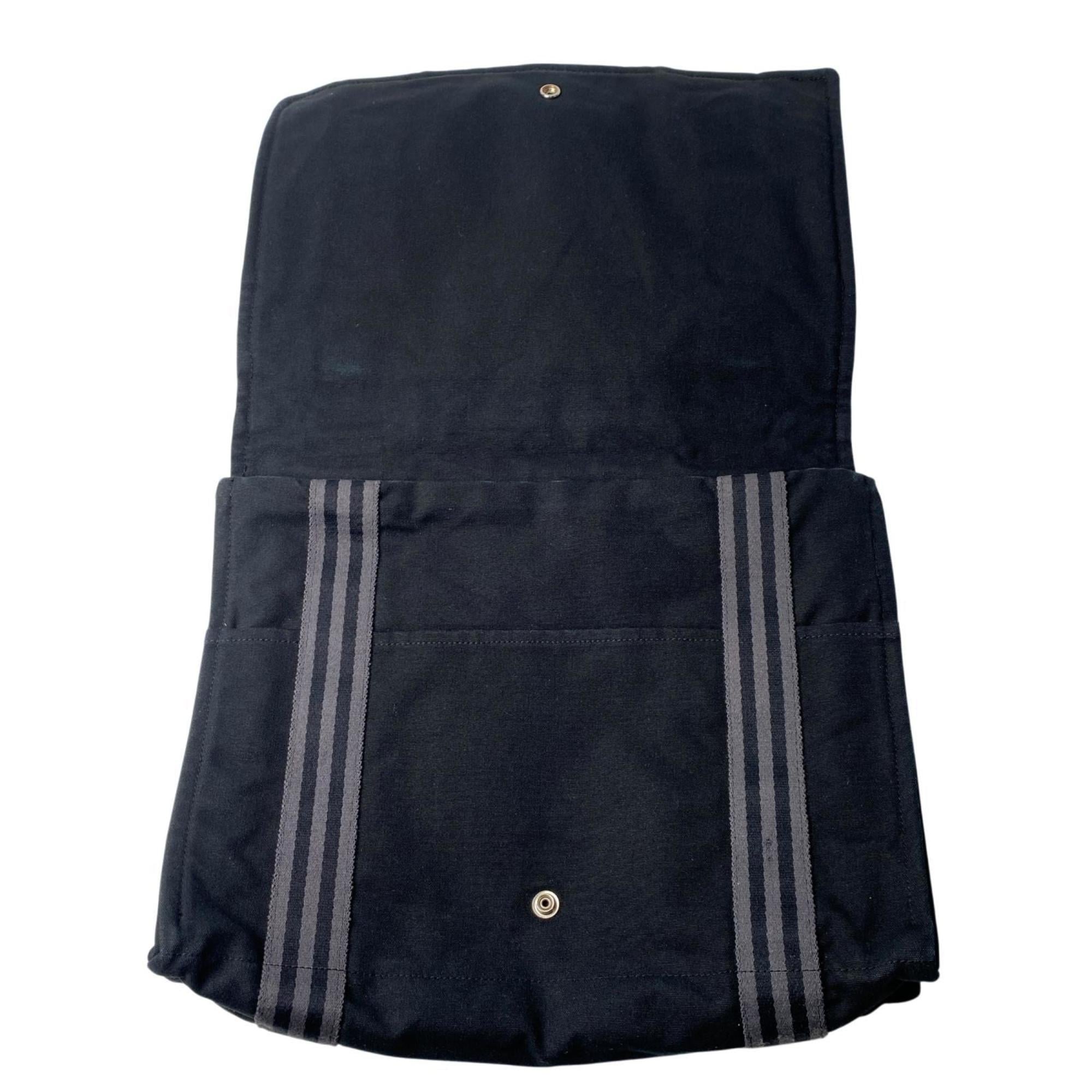 Hermes Black Canvas Messenger Bag Shoulder Bag (Pre-Owned)