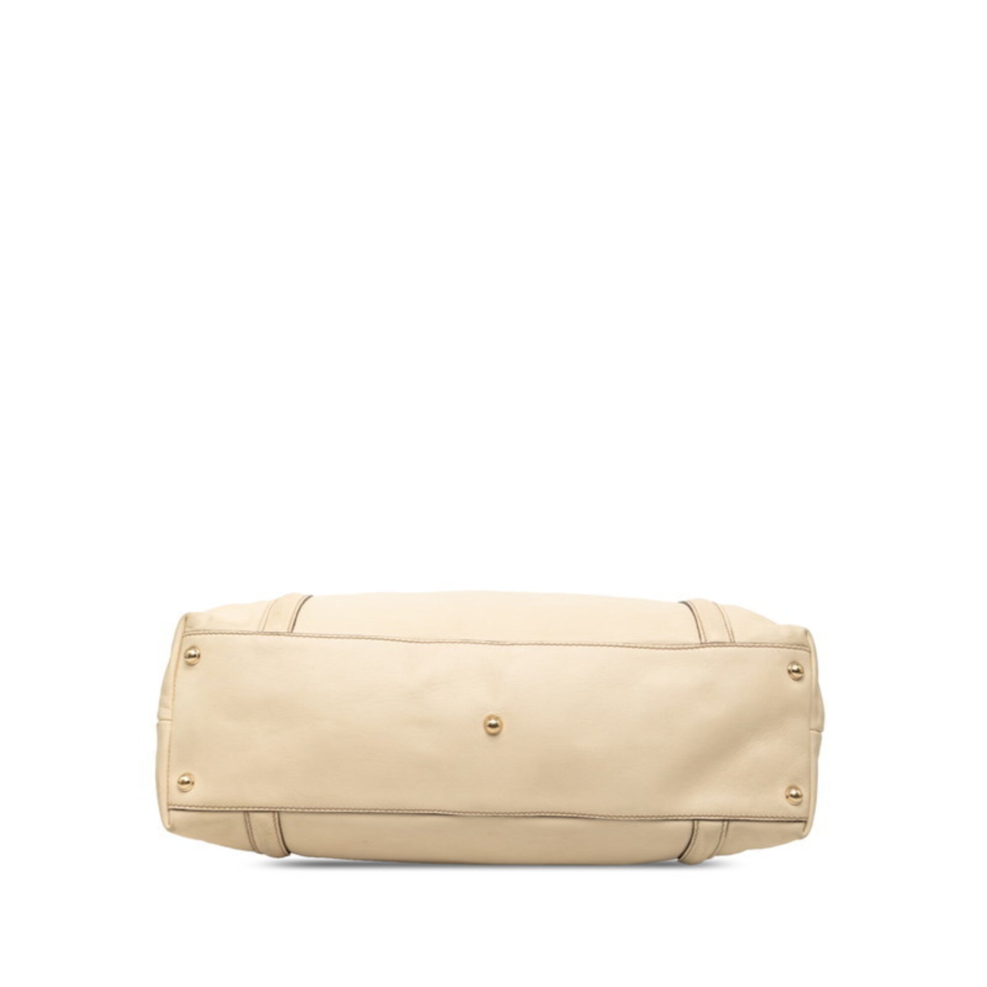 Gucci Beige Ivory Leather Shoulder Bag Tote Bag (Pre-Owned)