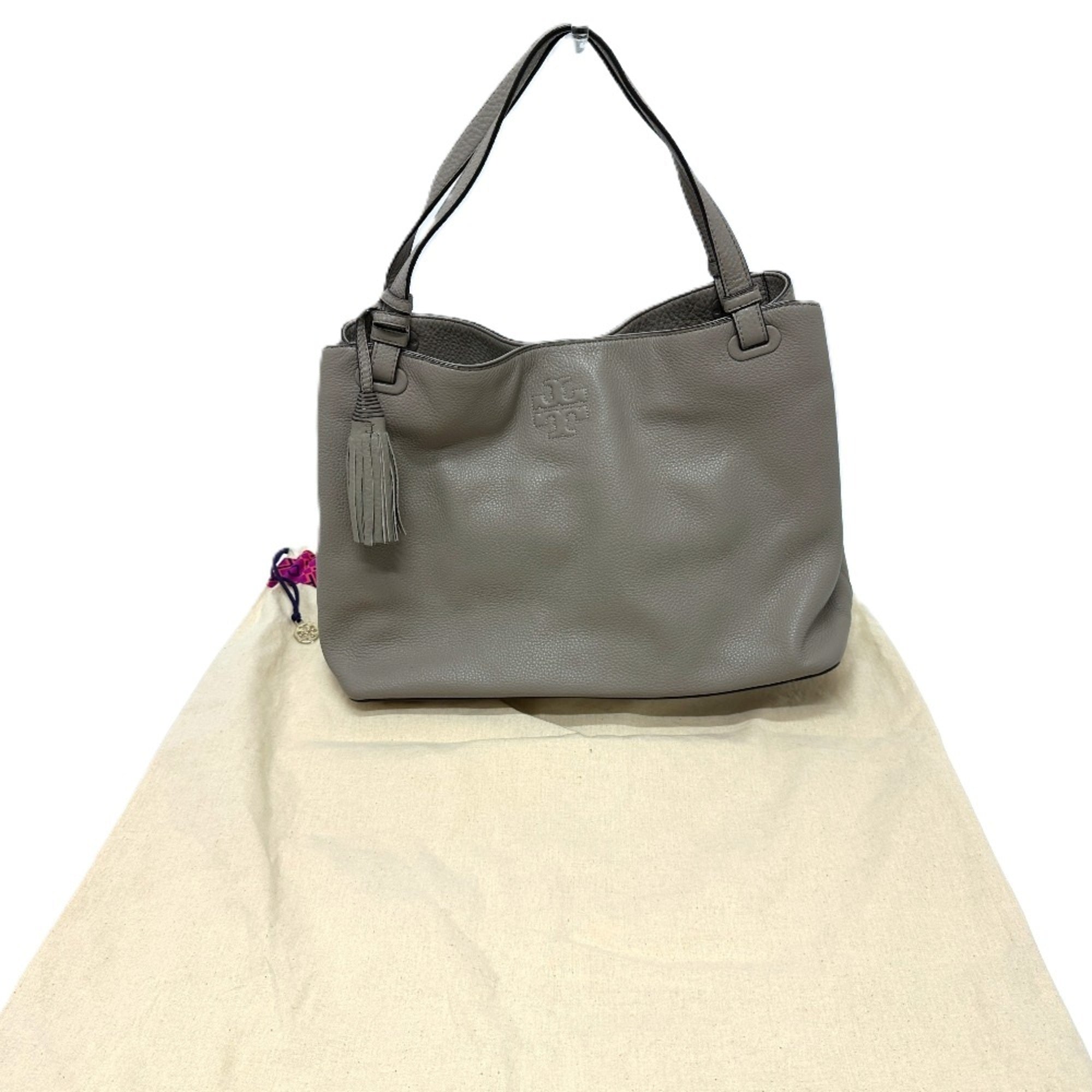 Tory Burch Beige Leather Shoulder Bag Tote Bag (Pre-Owned)