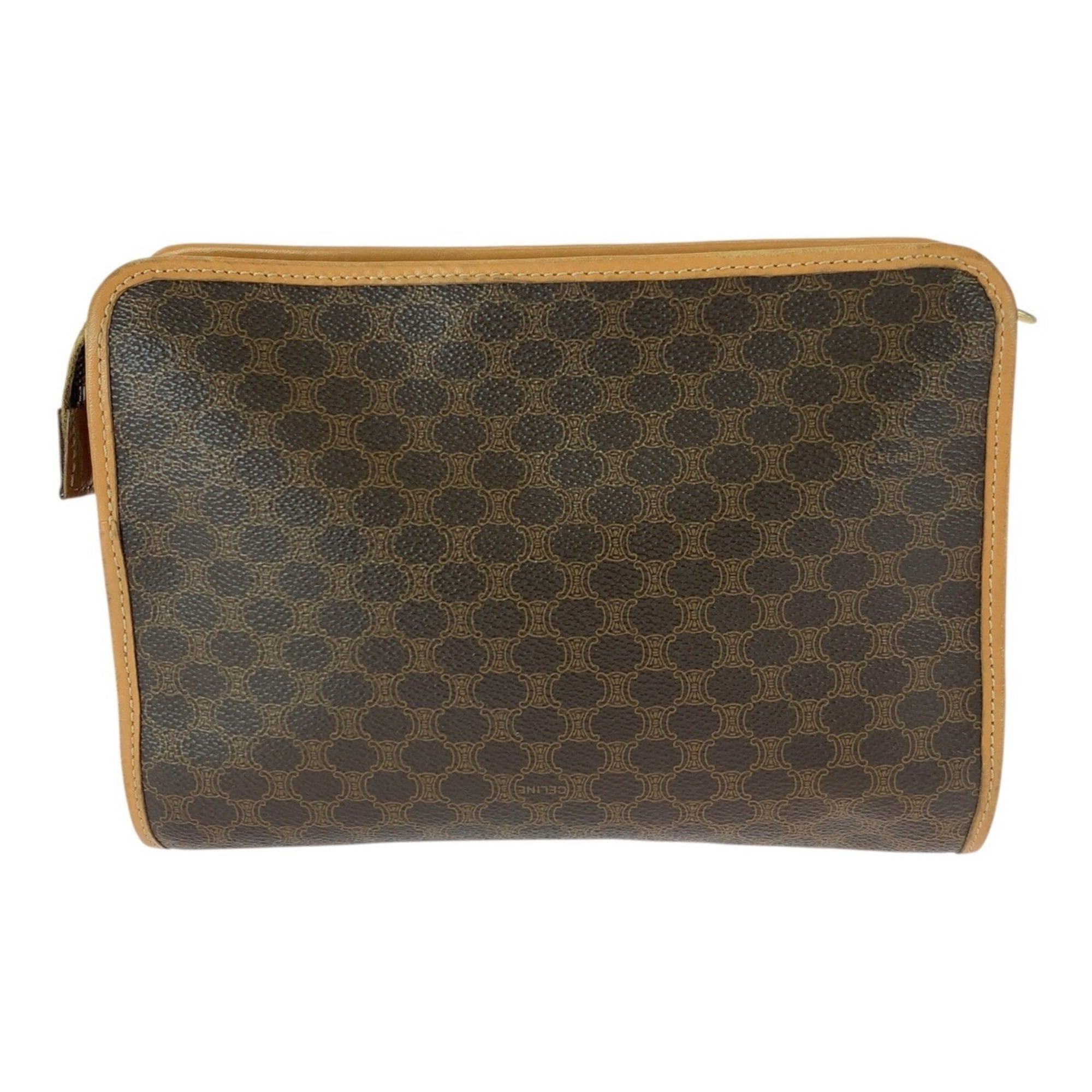 Celine Brown Pvc Leather Clutch Bag (Pre-Owned)