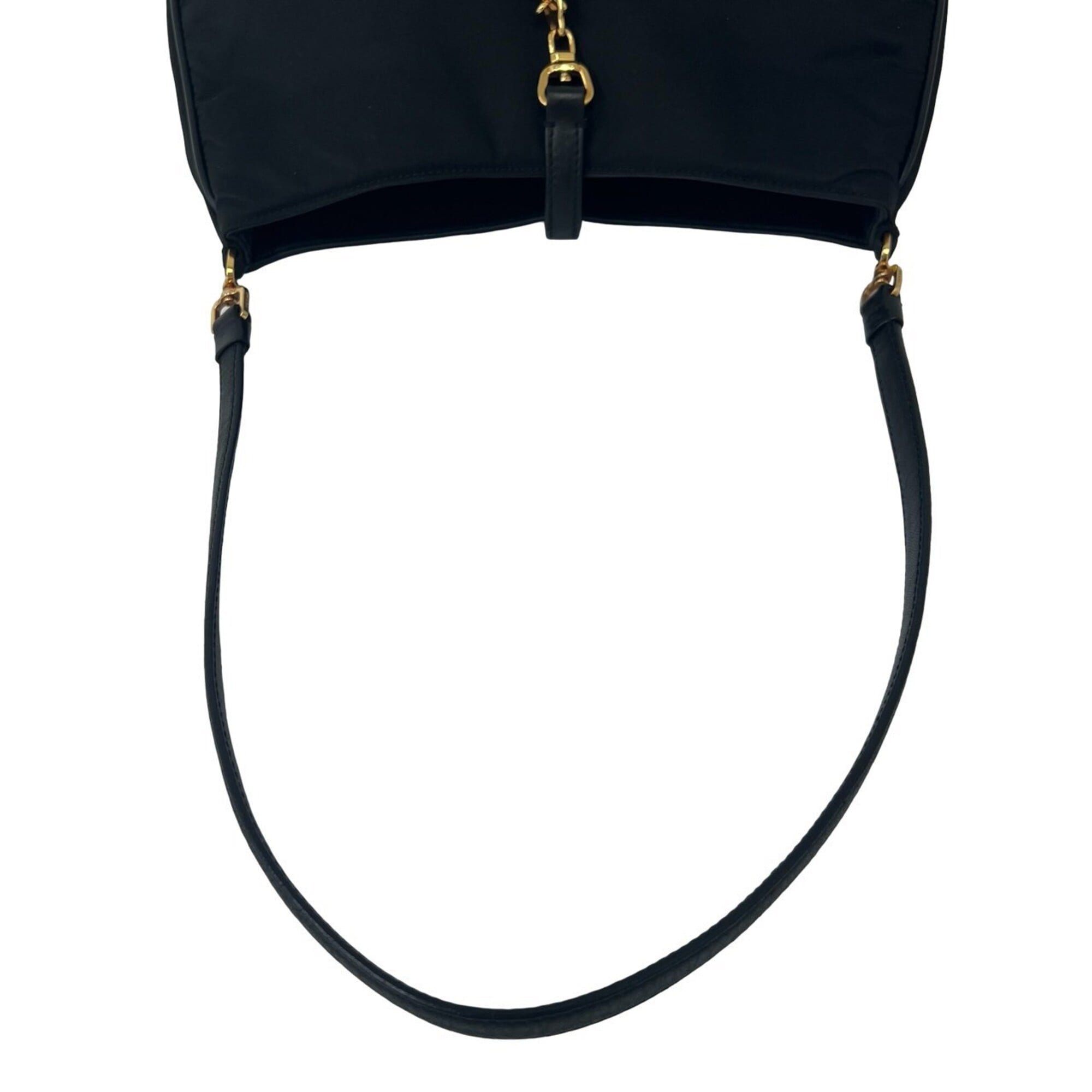 Prada Black Nylon Leather Handbag Shoulder Bag (Pre-Owned)