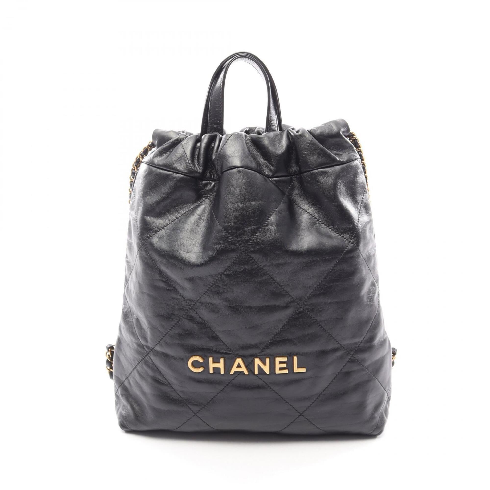 Chanel Black Leather Backpack Handbag (Pre-Owned)