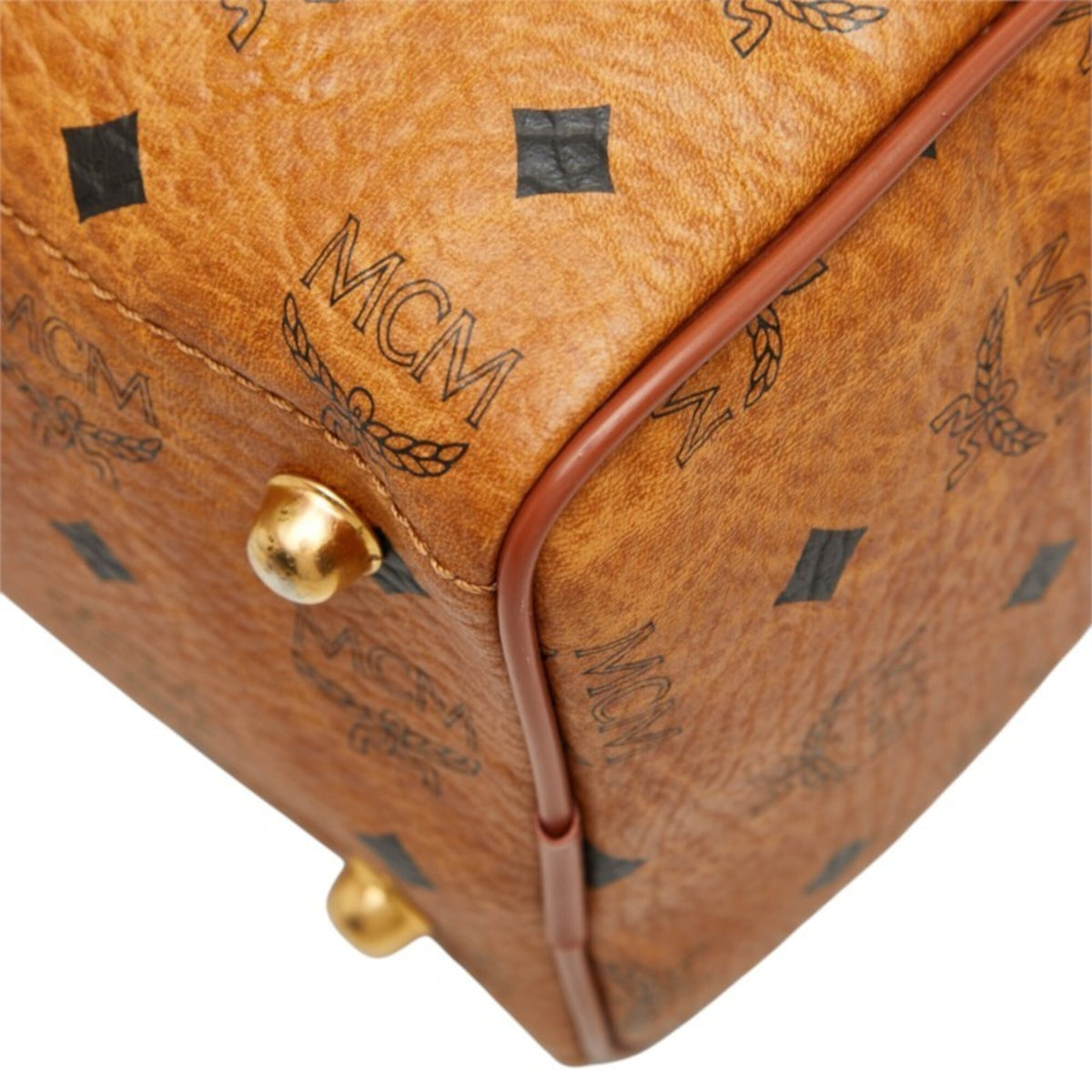 Mcm Brown Pvc Leather Boston Bag Handbag (Pre-Owned)