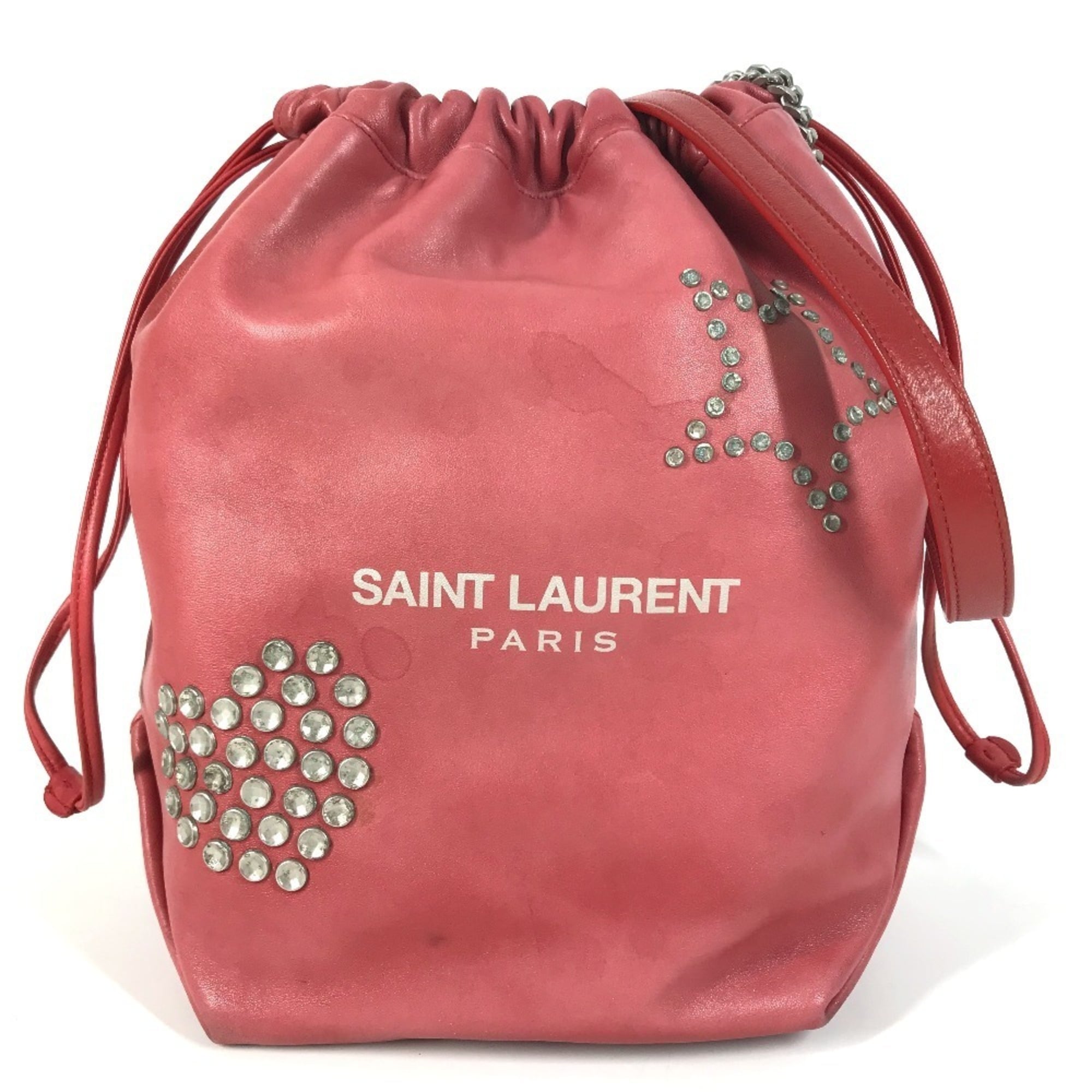 Yves Saint Laurent Red Color Leather Shoulder Bag (Pre-Owned)