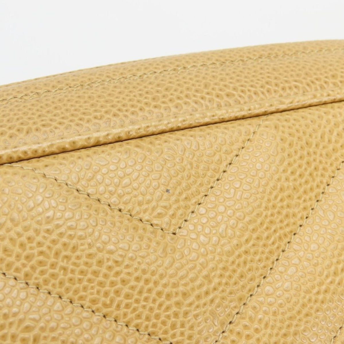 Chanel Beige Gold Grained Calfskin Shoulder Bag (Pre-Owned)