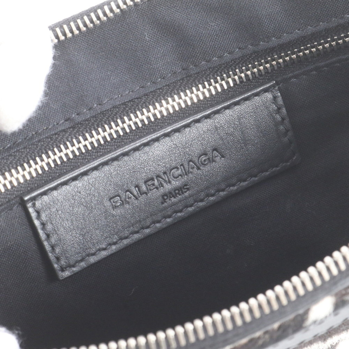 Balenciaga Black White Leather Clutch Bag Pouch (Pre-Owned)