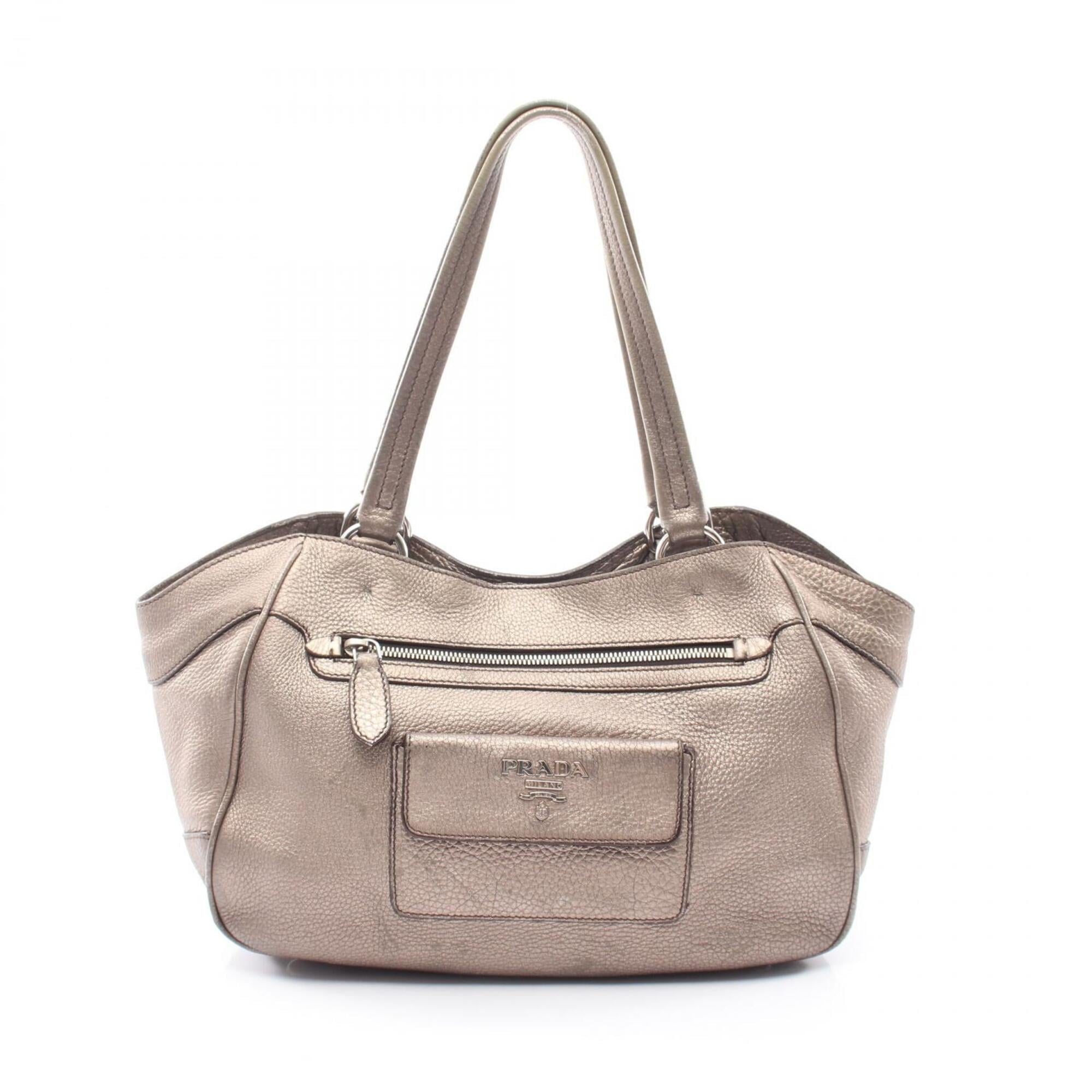 Prada Brown Leather Handbag Tote Bag (Pre-Owned)