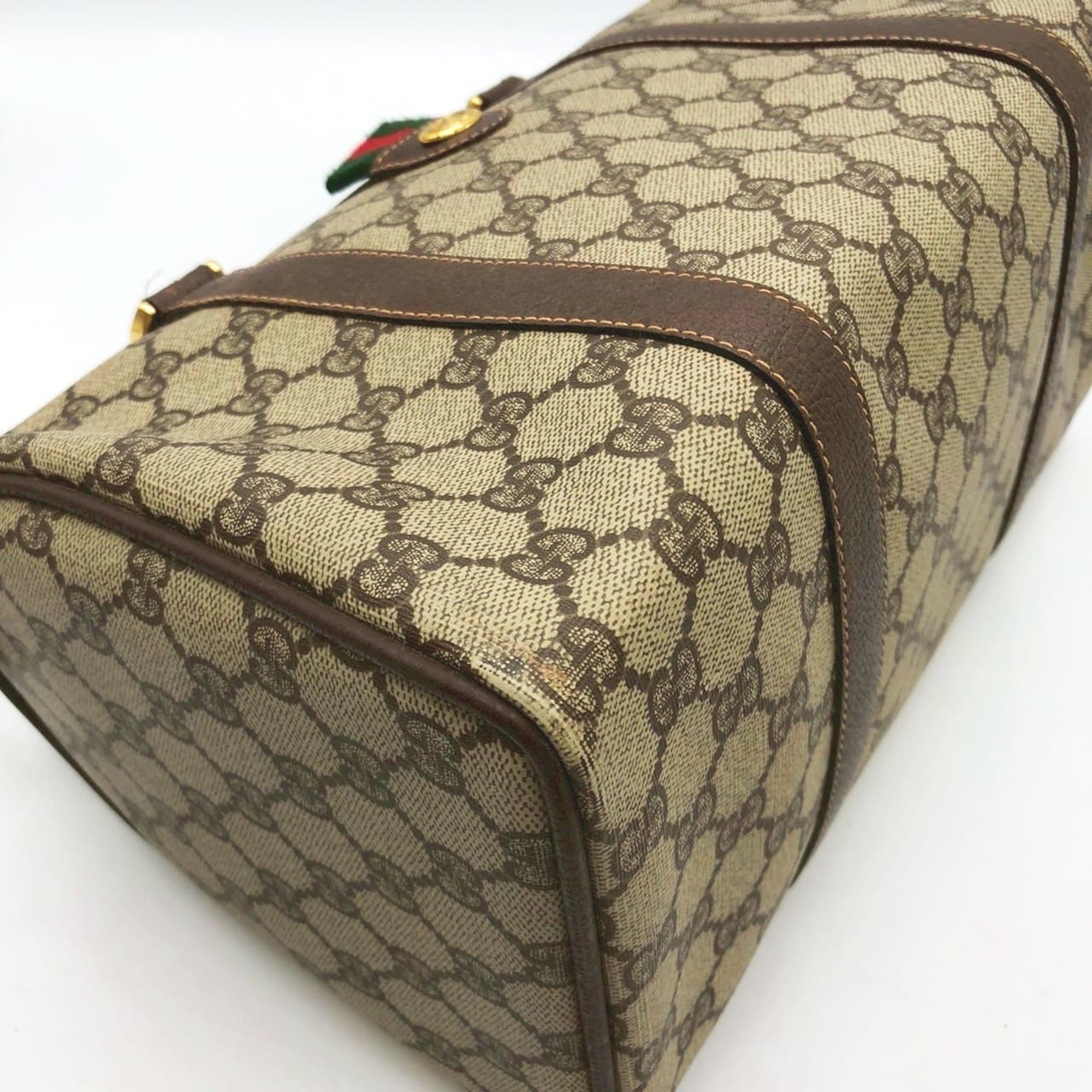 Gucci Brown Brown Gg Gg Supreme Boston Bag Handbag (Pre-Owned)