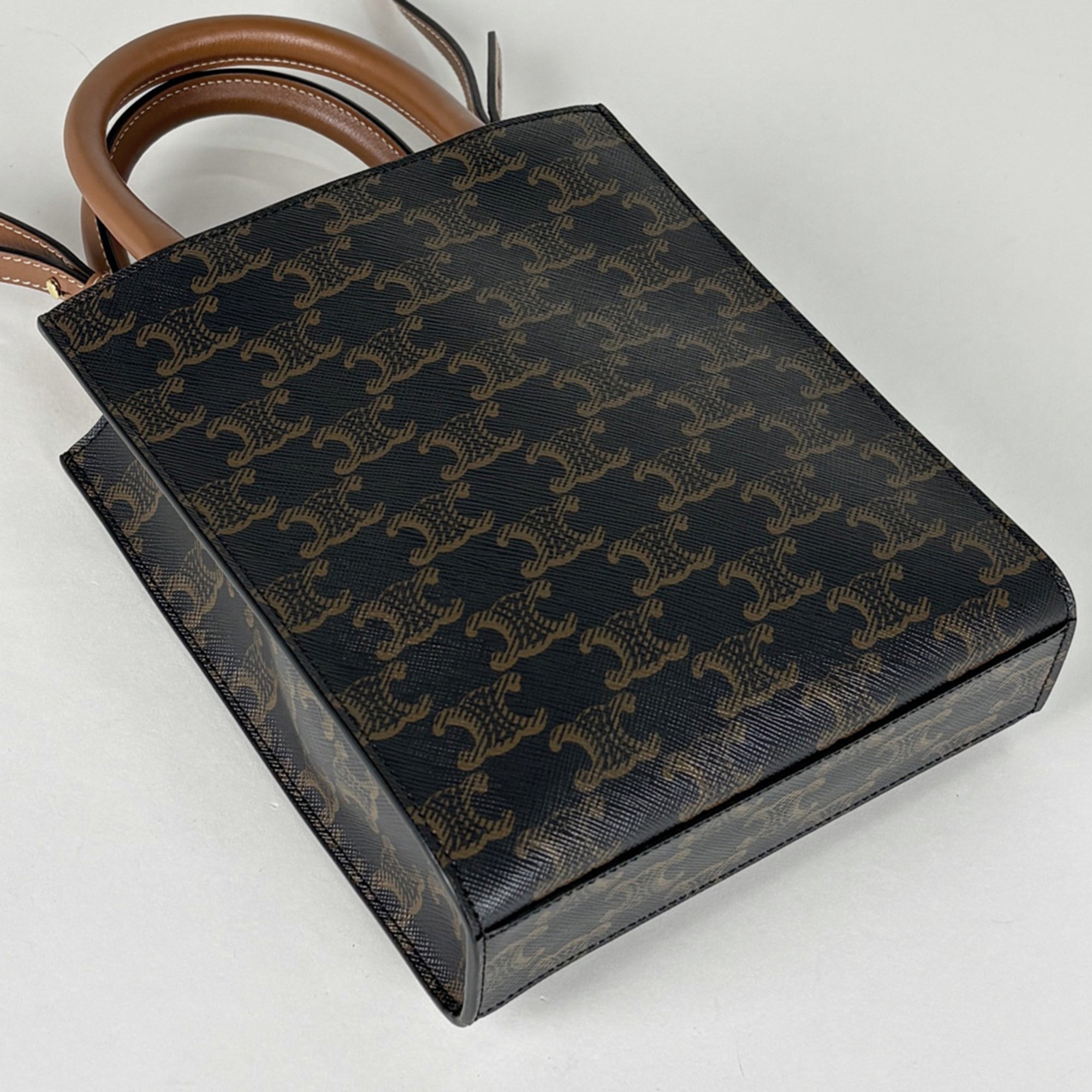 Celine Black Brown Coated Canvas Leather Tote Bag (Pre-Owned)