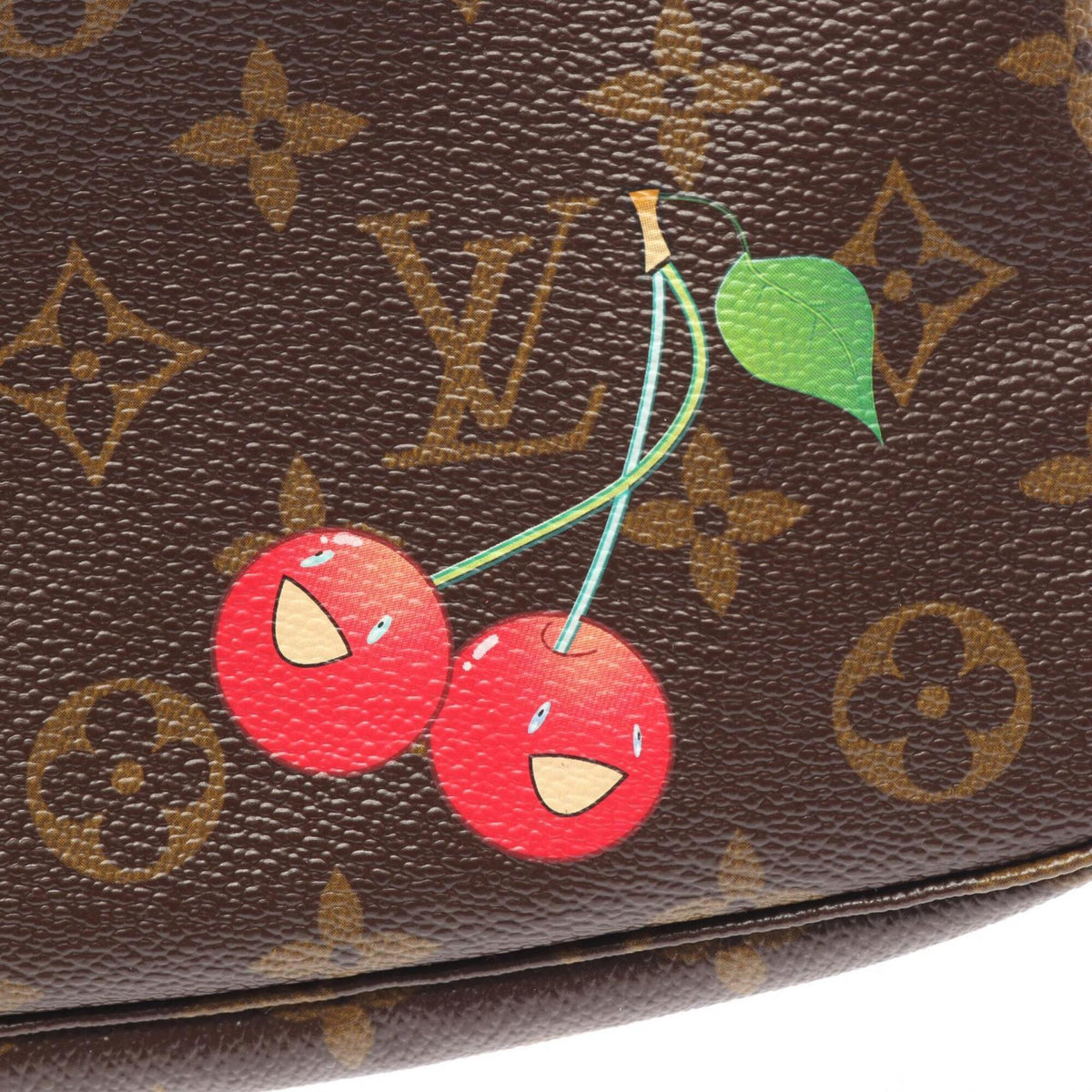 Louis Vuitton Brown Monogram Cherry Red Color Coated Canvas Leather Handbag Pochette (Pre-Owned)