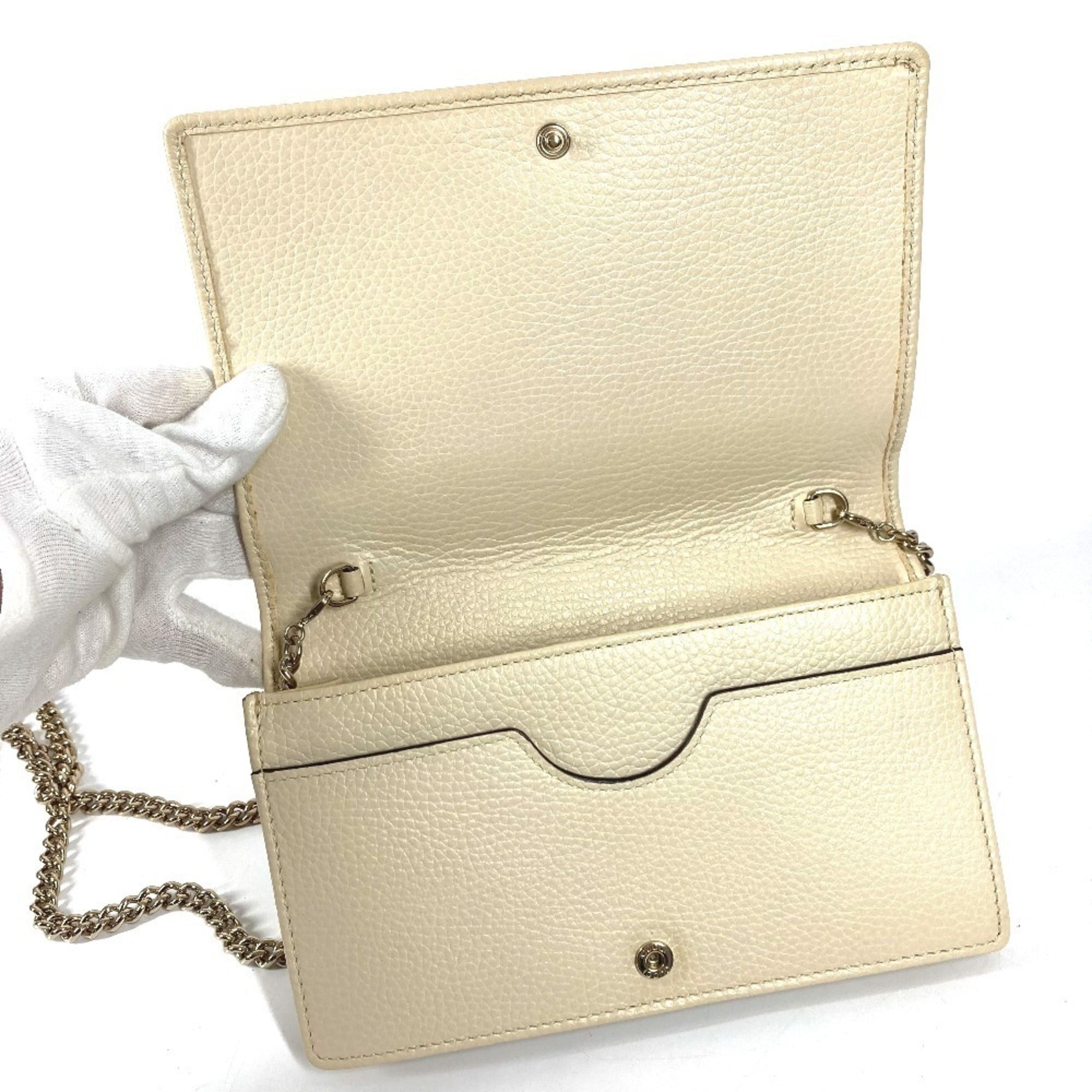 Gucci Ivory Leather Chain/Shoulder Wallet (Pre-Owned)