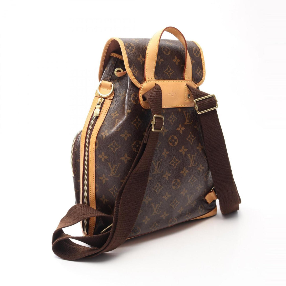 Louis Vuitton Brown Coated Canvas Monogram Leather Backpack Handbag (Pre-Owned)