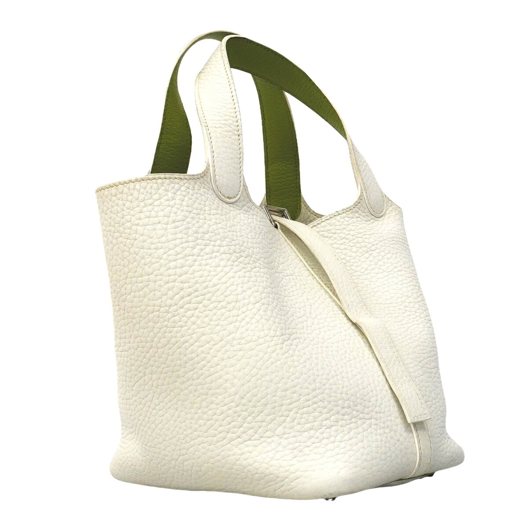 Hermes Anis Green White Taurillon Clemence Leather Handbag (Pre-Owned)