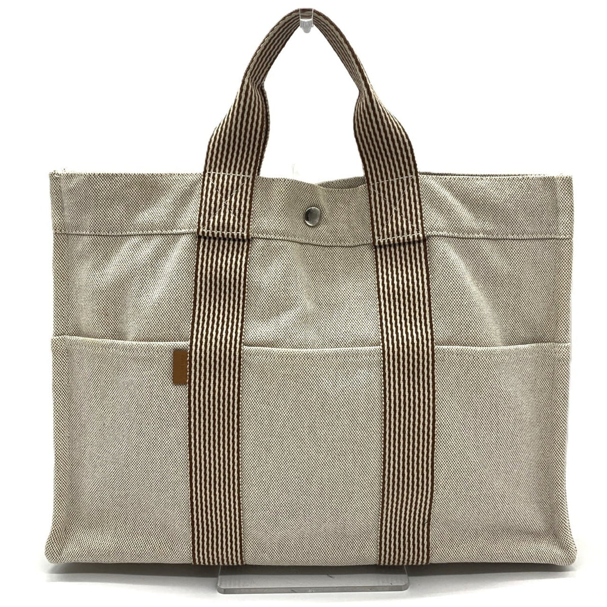 Hermes Beige Brown Canvas Tote Bag (Pre-Owned)
