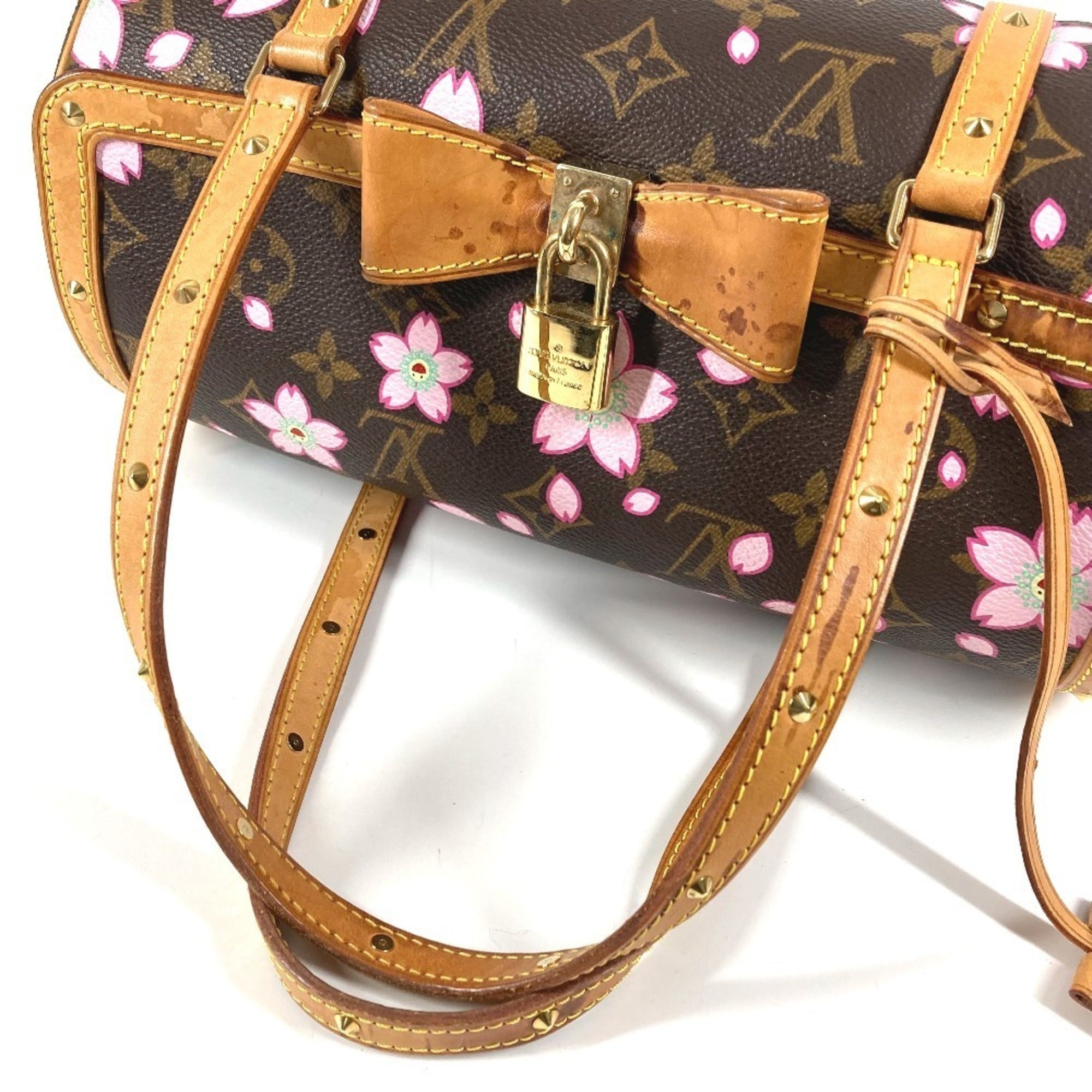 Louis Vuitton Brown Pink Monogram Cherry Blossom Handbag Shoulder Bag Tote Bag (Pre-Owned)