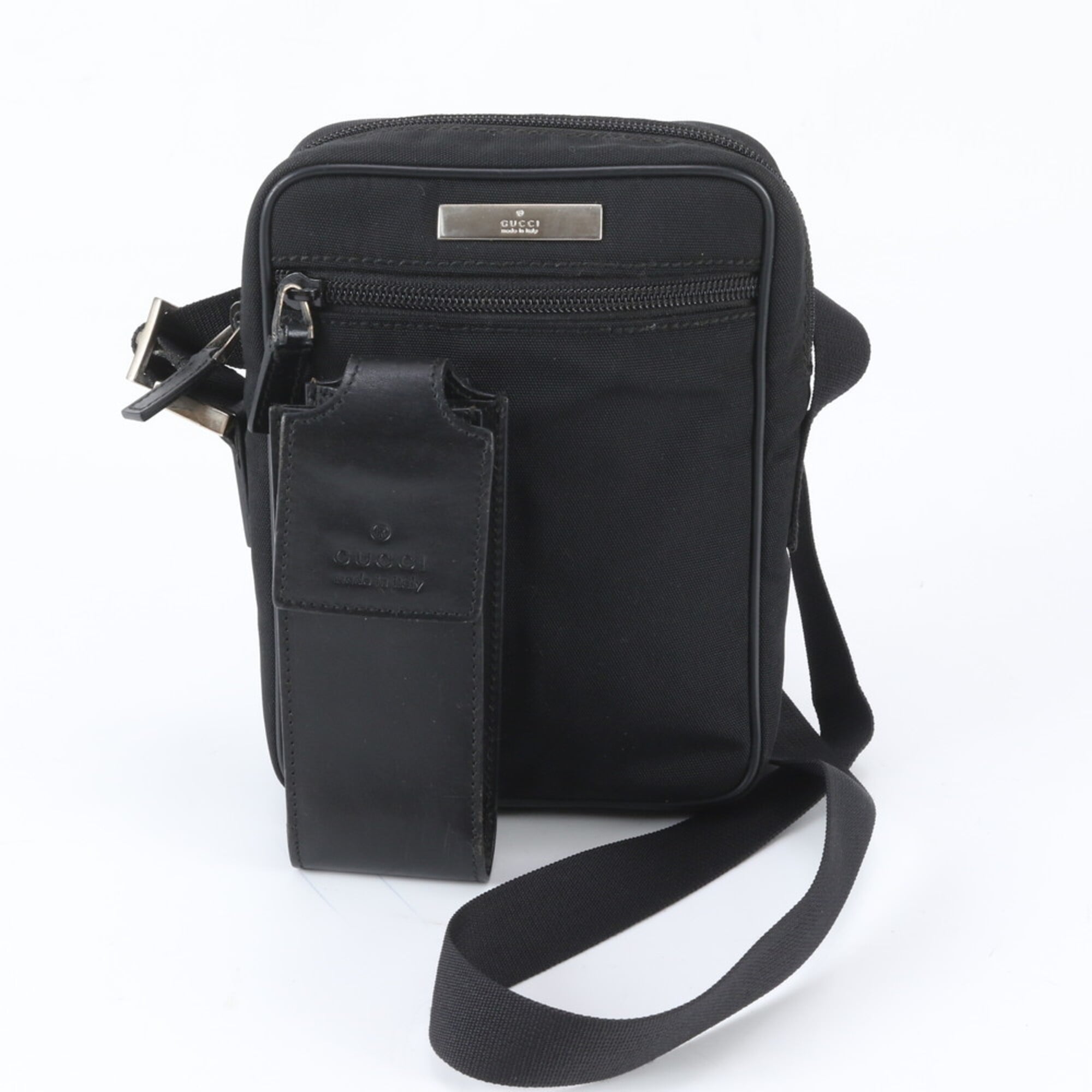 Gucci Black Leather Nylon Shoulder Bag (Pre-Owned)