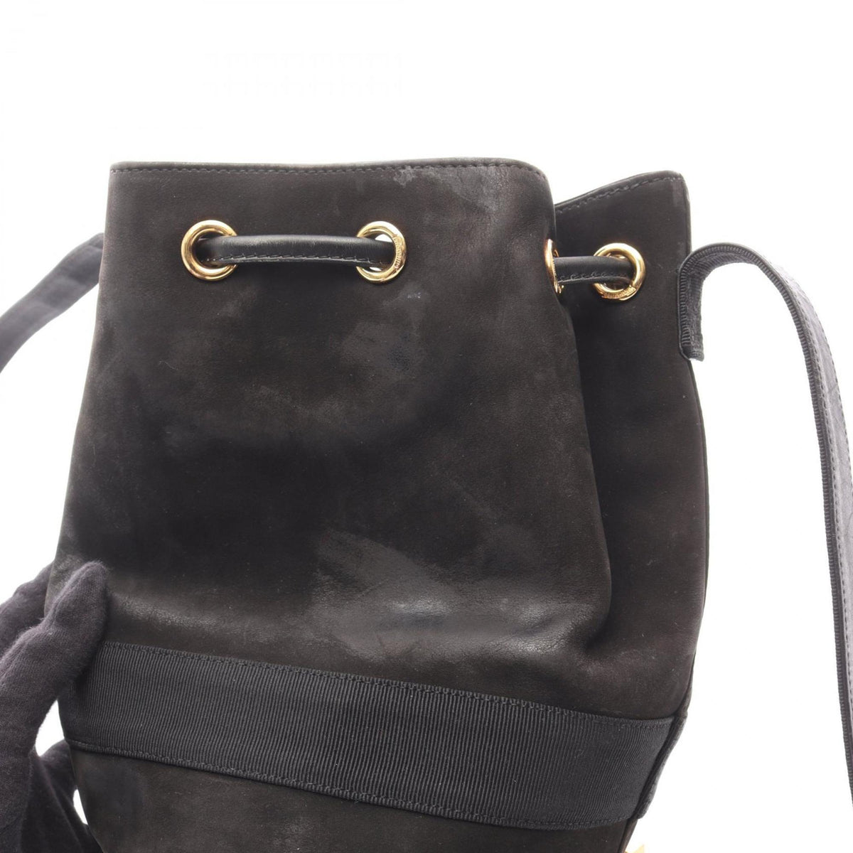Salvatore Ferragamo Vara Black Suede Shoulder Bag (Pre-Owned)