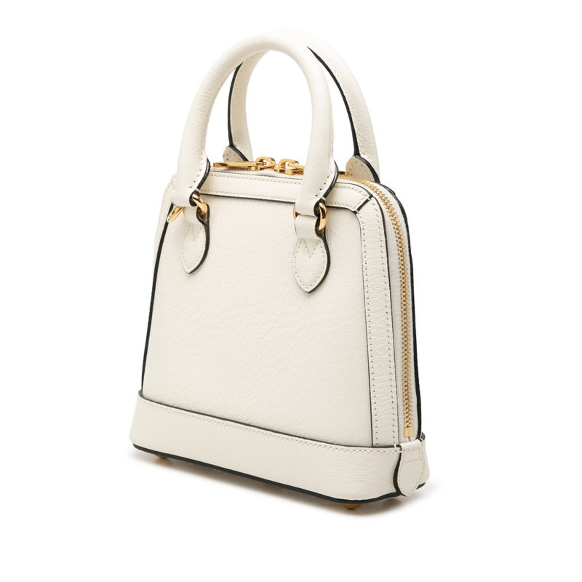 Gucci Black White Leather Handbag Shoulder Bag (Pre-Owned)
