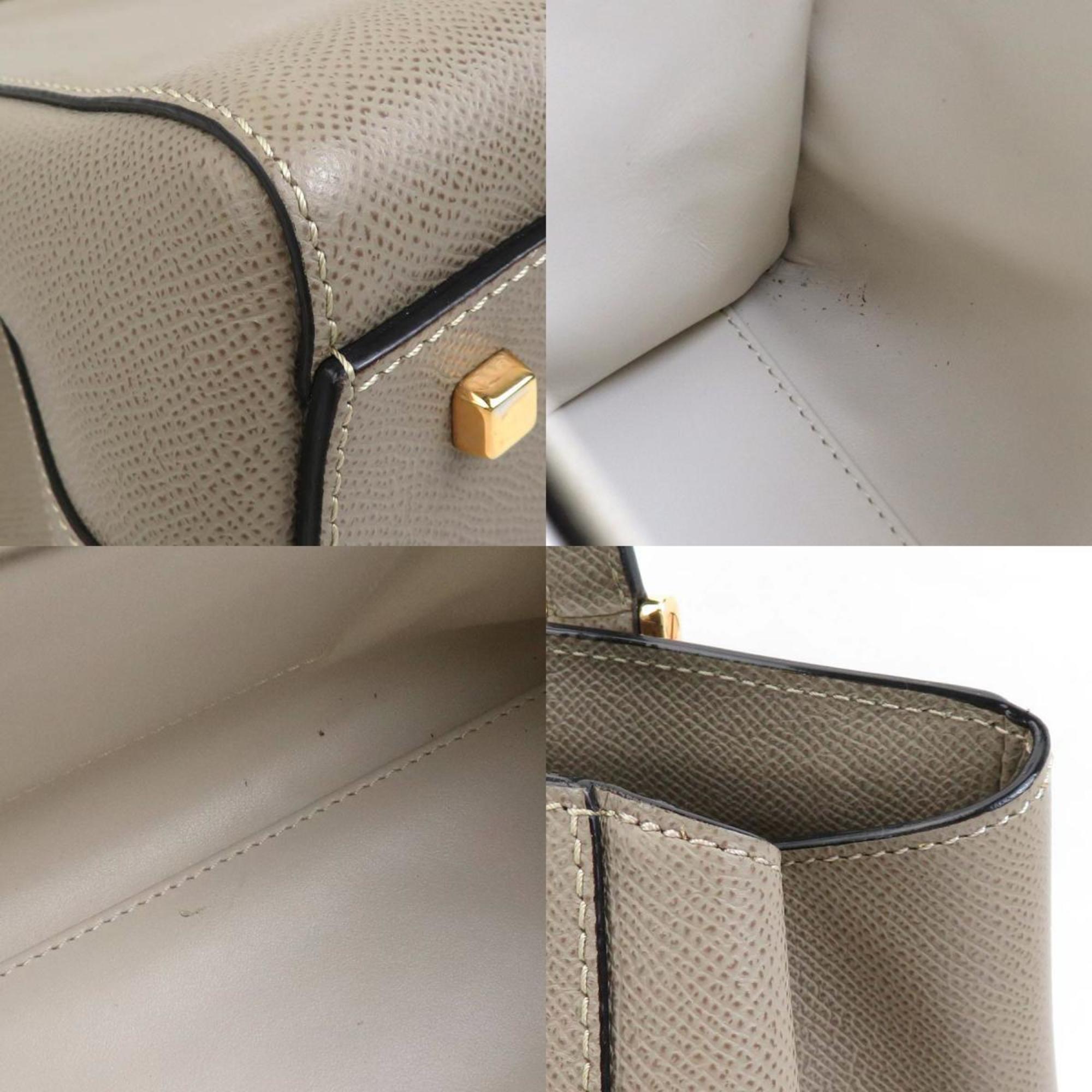 Valextra Grayish Leather Handbag Shoulder Bag (Pre-Owned)