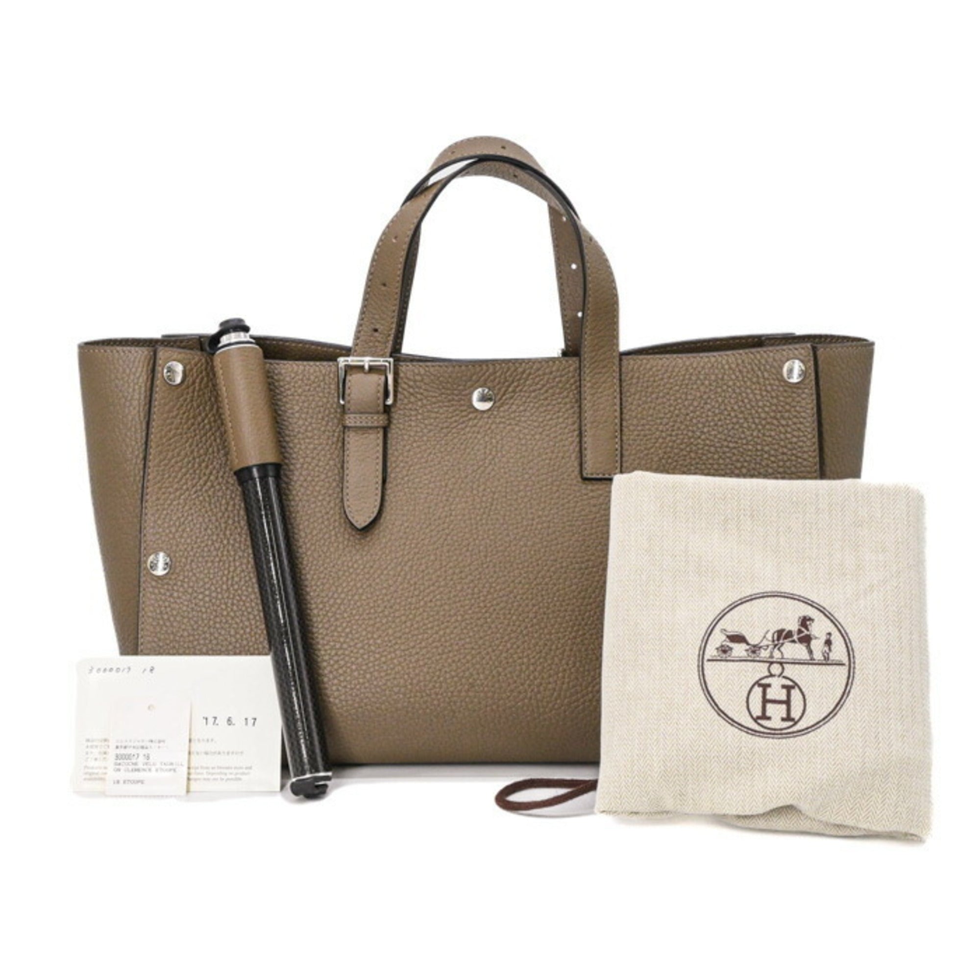 Hermes Etoupe Gray Taurillon Clemence Leather Handbag (Pre-Owned)