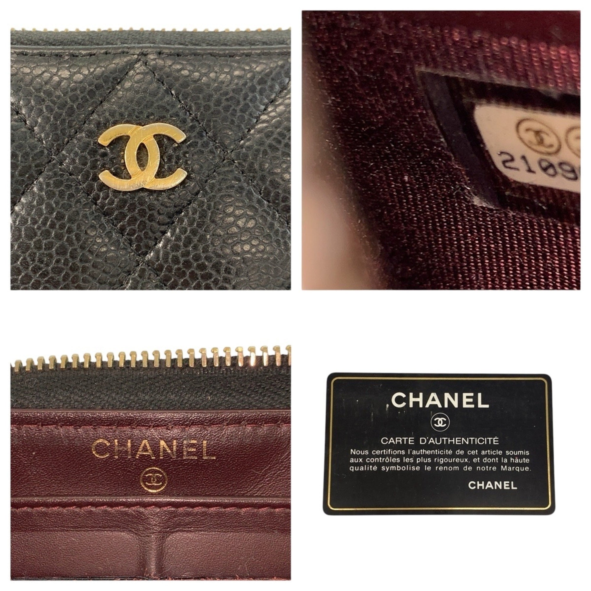 Chanel Black Leather Long Wallet (Bi-Fold) (Pre-Owned)