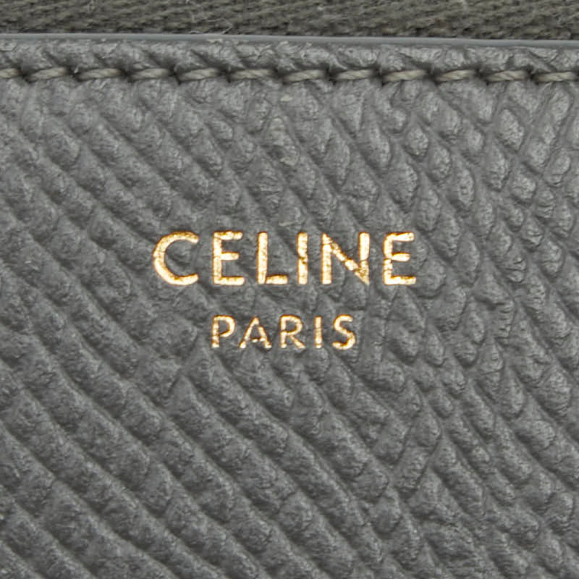 Celine Gray Leather Long Wallet (Bi-Fold) (Pre-Owned)