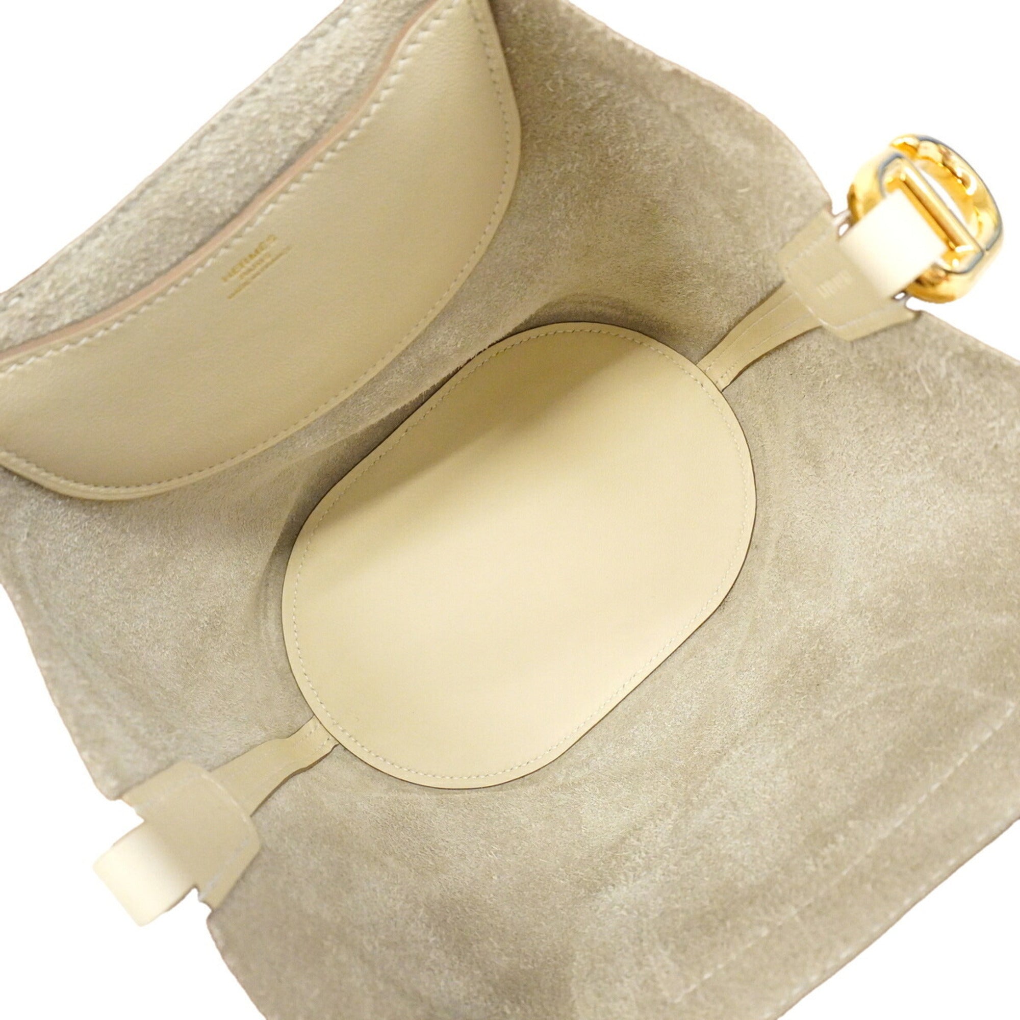 Hermes White Taurillon Clemence Leather Swift Leather Handbag (Pre-Owned)