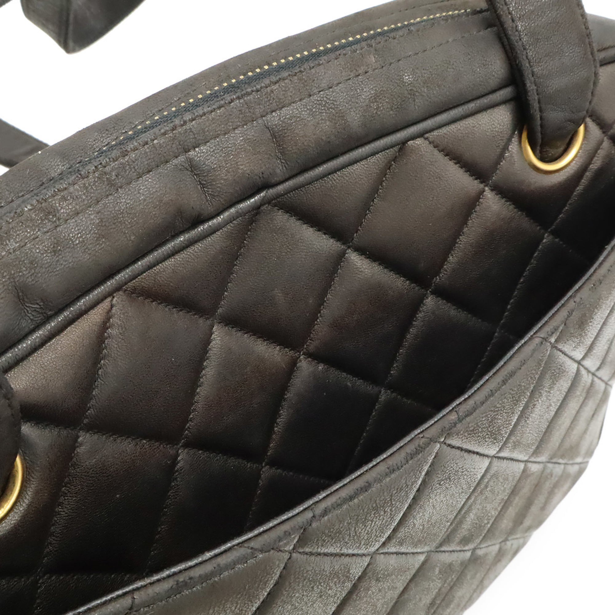 Chanel Matelasse Black Leather Shoulder Bag Tote Bag (Pre-Owned)