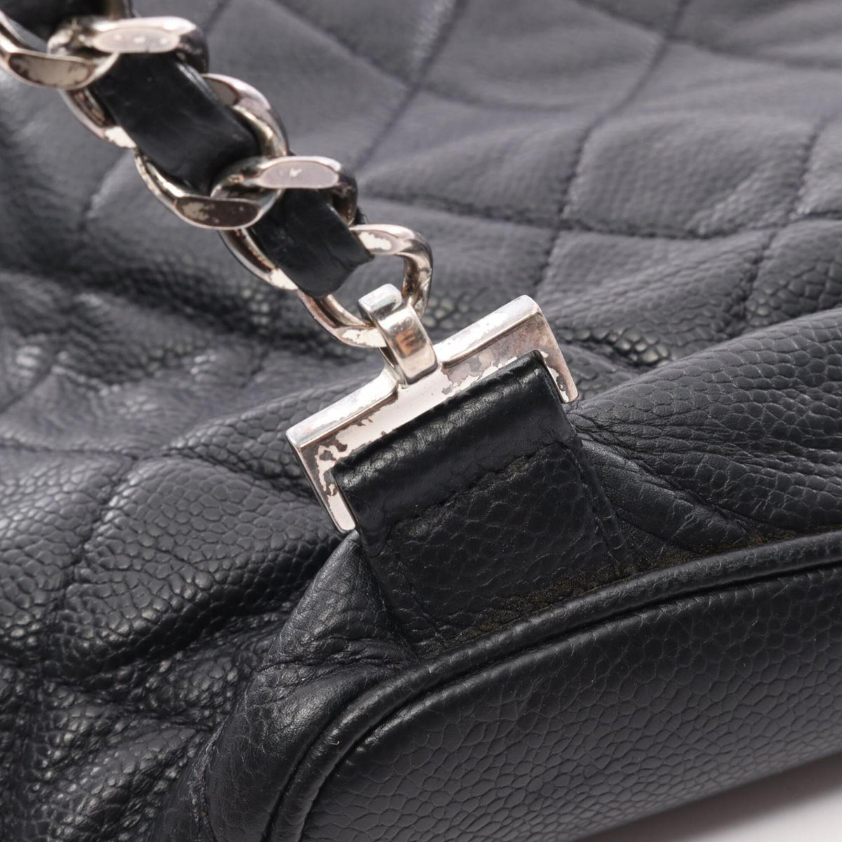 Chanel Black Grained Calfskin Backpack Handbag (Pre-Owned)