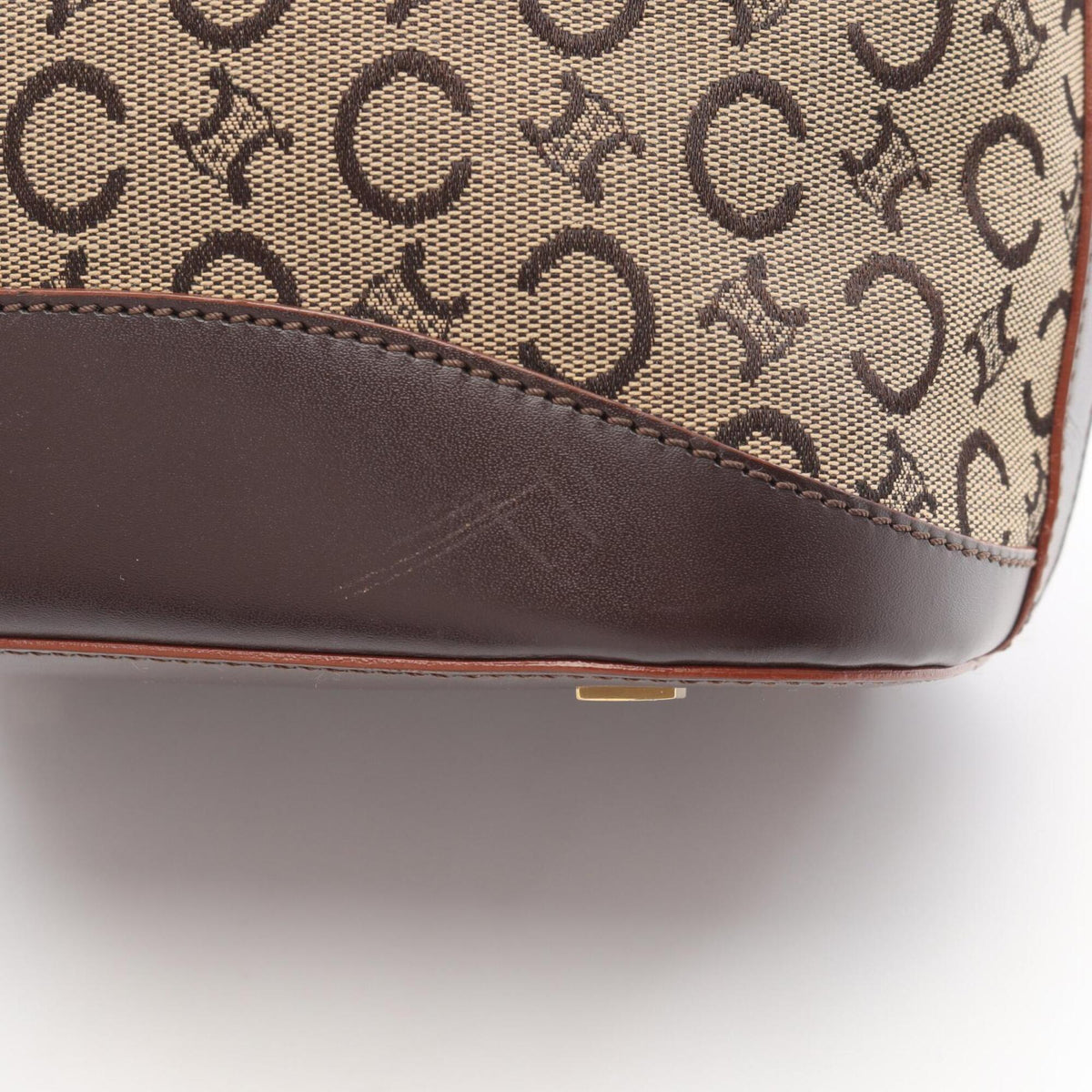 Celine Beige Brown Canvas Leather Handbag Shoulder Bag (Pre-Owned)