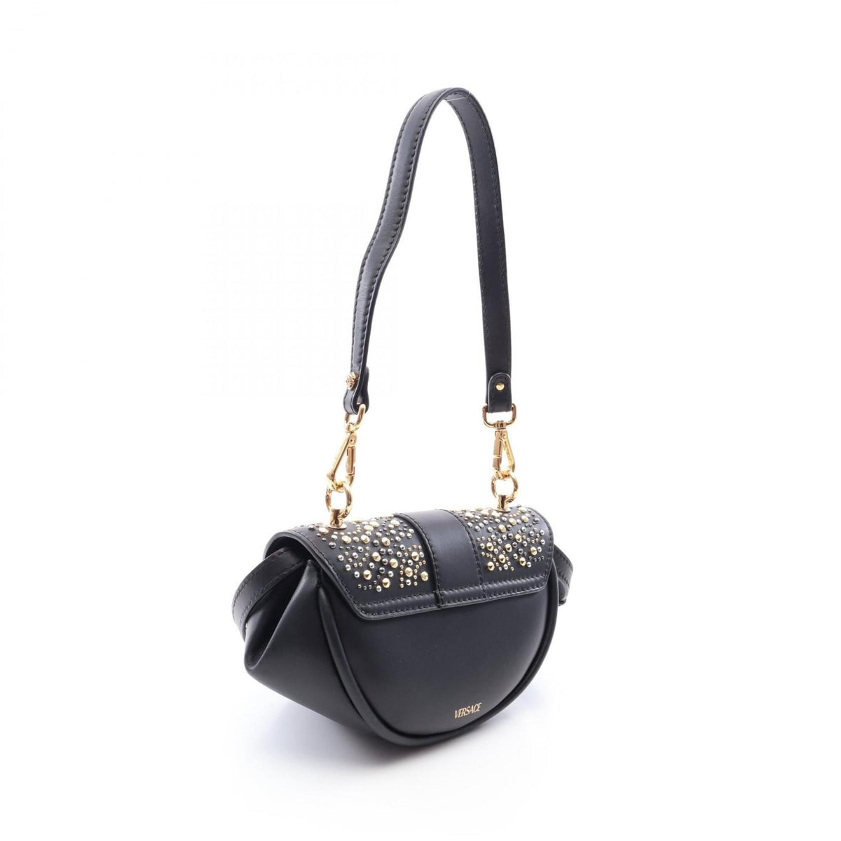Versace Black Leather Handbag Shoulder Bag (Pre-Owned)
