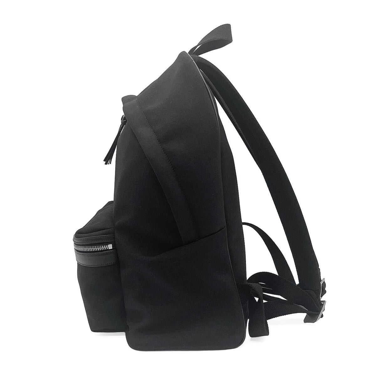 Yves Saint Laurent Black Canvas Leather Backpack (Pre-Owned)