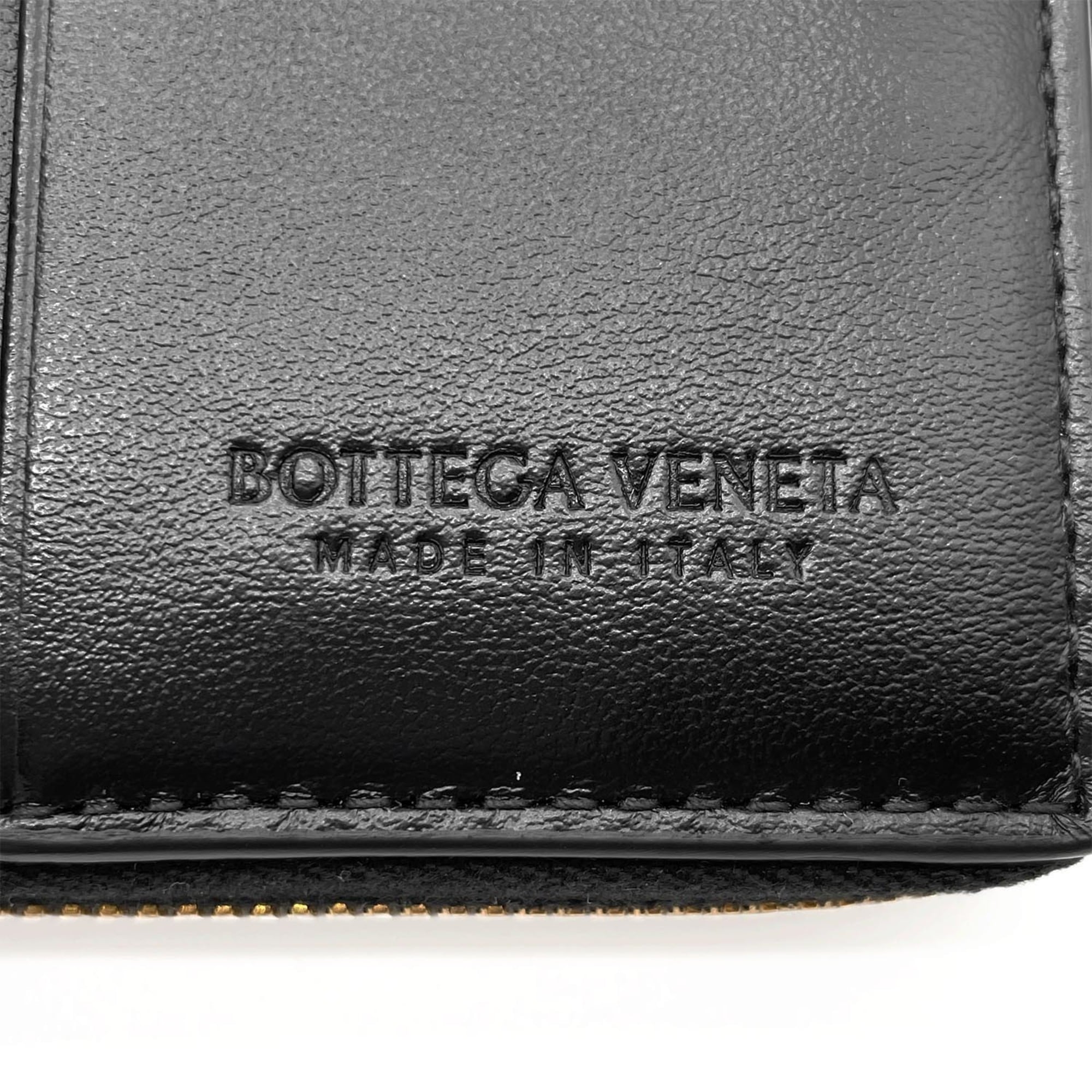 Bottega Veneta Gold Black Leather Wallet (Bi-Fold) (Pre-Owned)